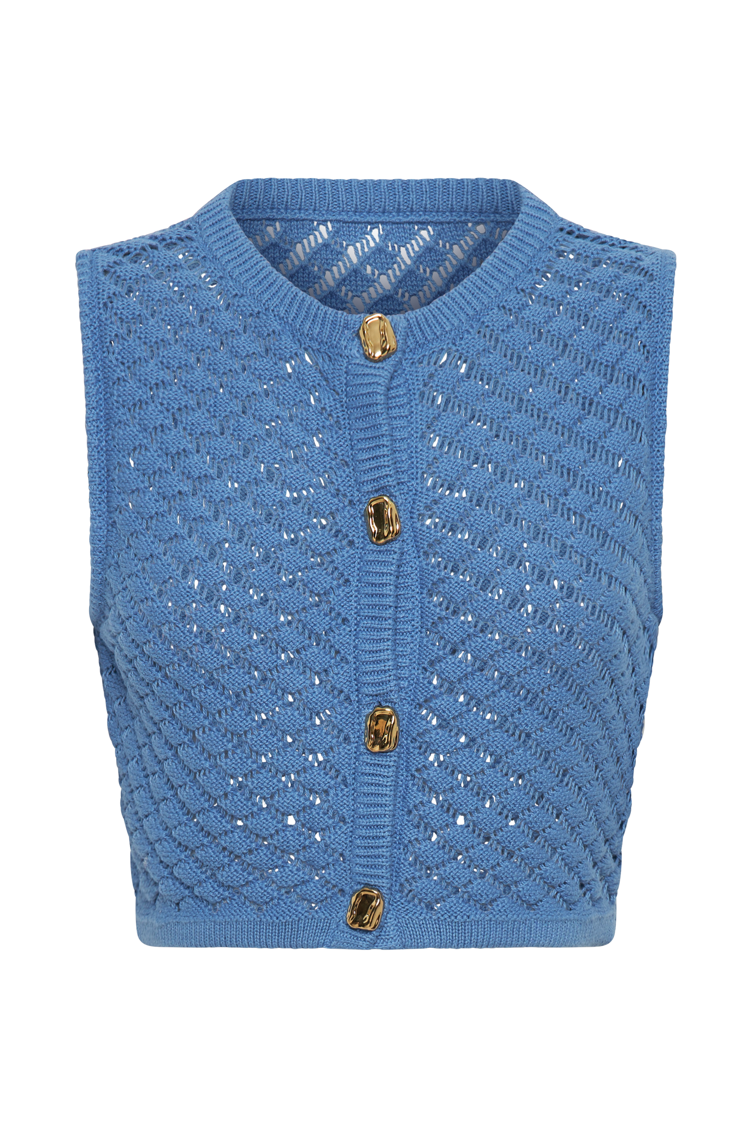 Lorenza Crochet Button Down Crop Top - Periwinkle、mySite、solidvoid