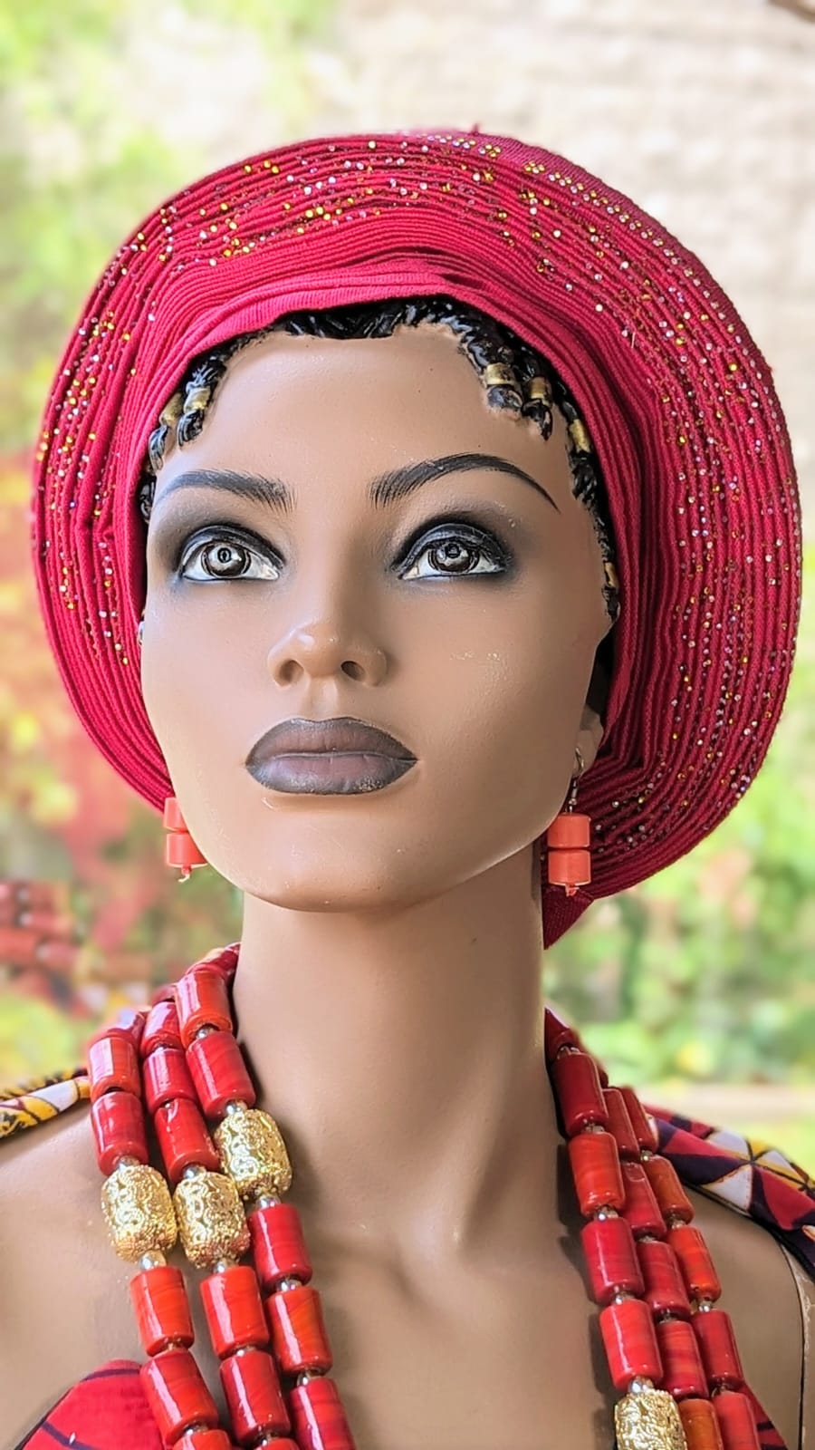 Ebiwa Fuchsia-Pink Aso Oke African Head Tie Autogele pre-tied head wrap-DPAGFP64、mySite、solidvoid