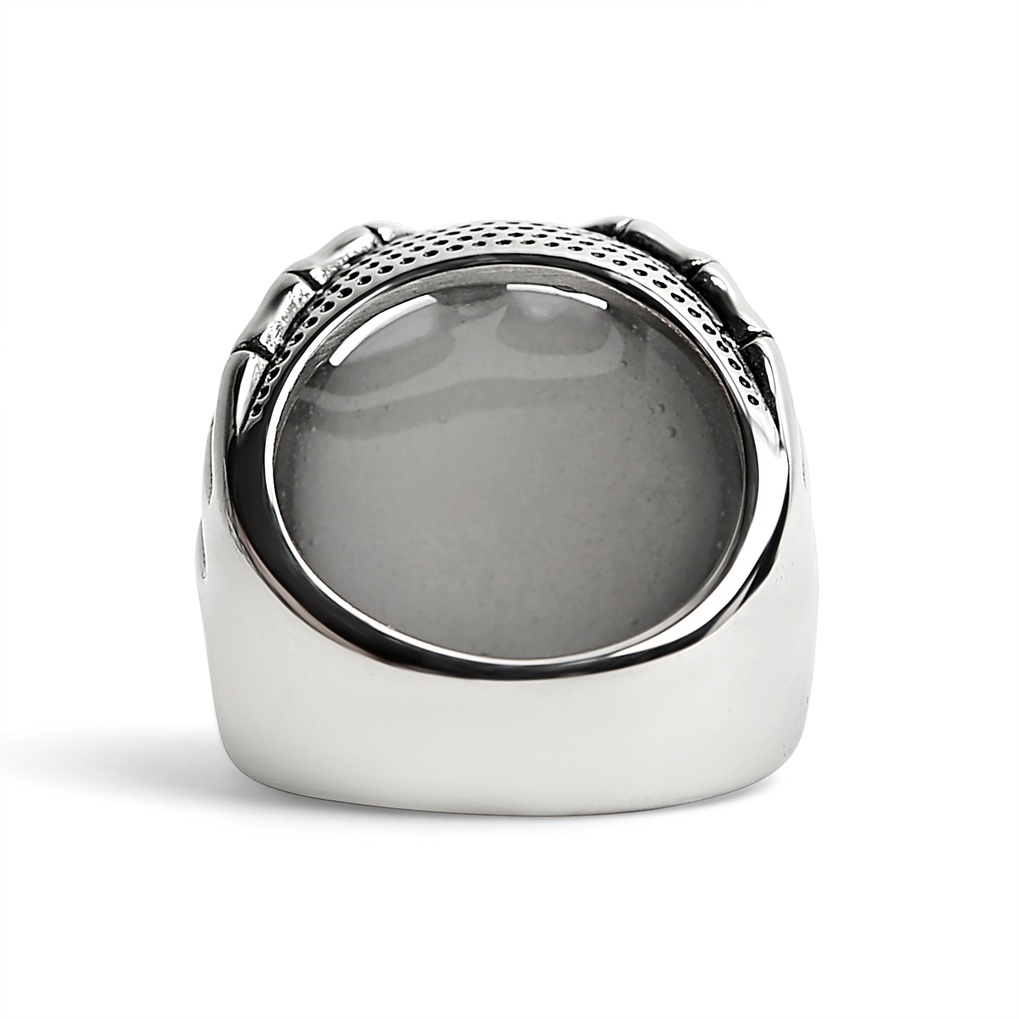 Stainless Steel Skeleton Hands Holding Blue Eyeball Ring / SCR4079、mySite、dreamappss