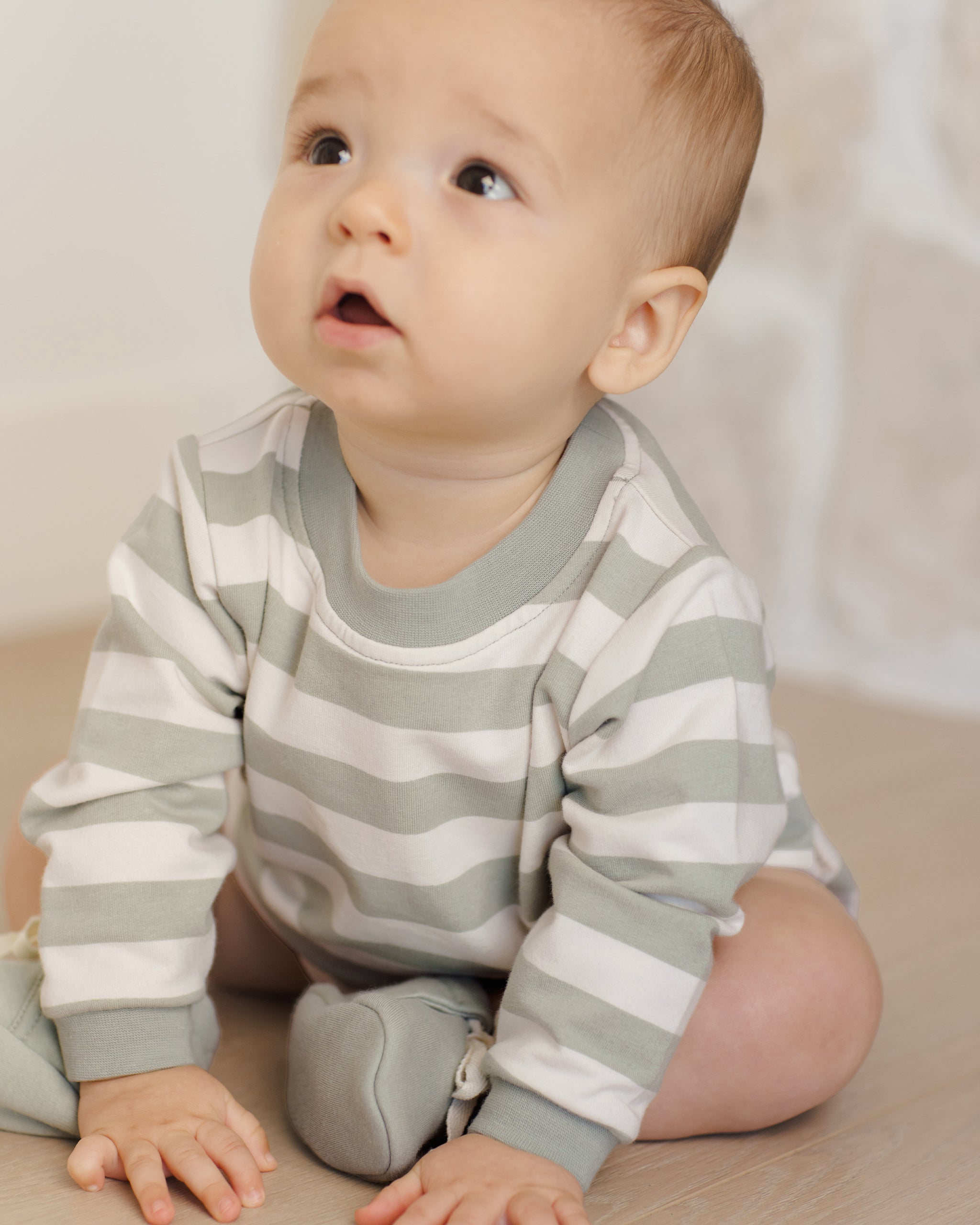  Crewneck Bubble Romper || Sage Stripe、mySite、layawaytickets