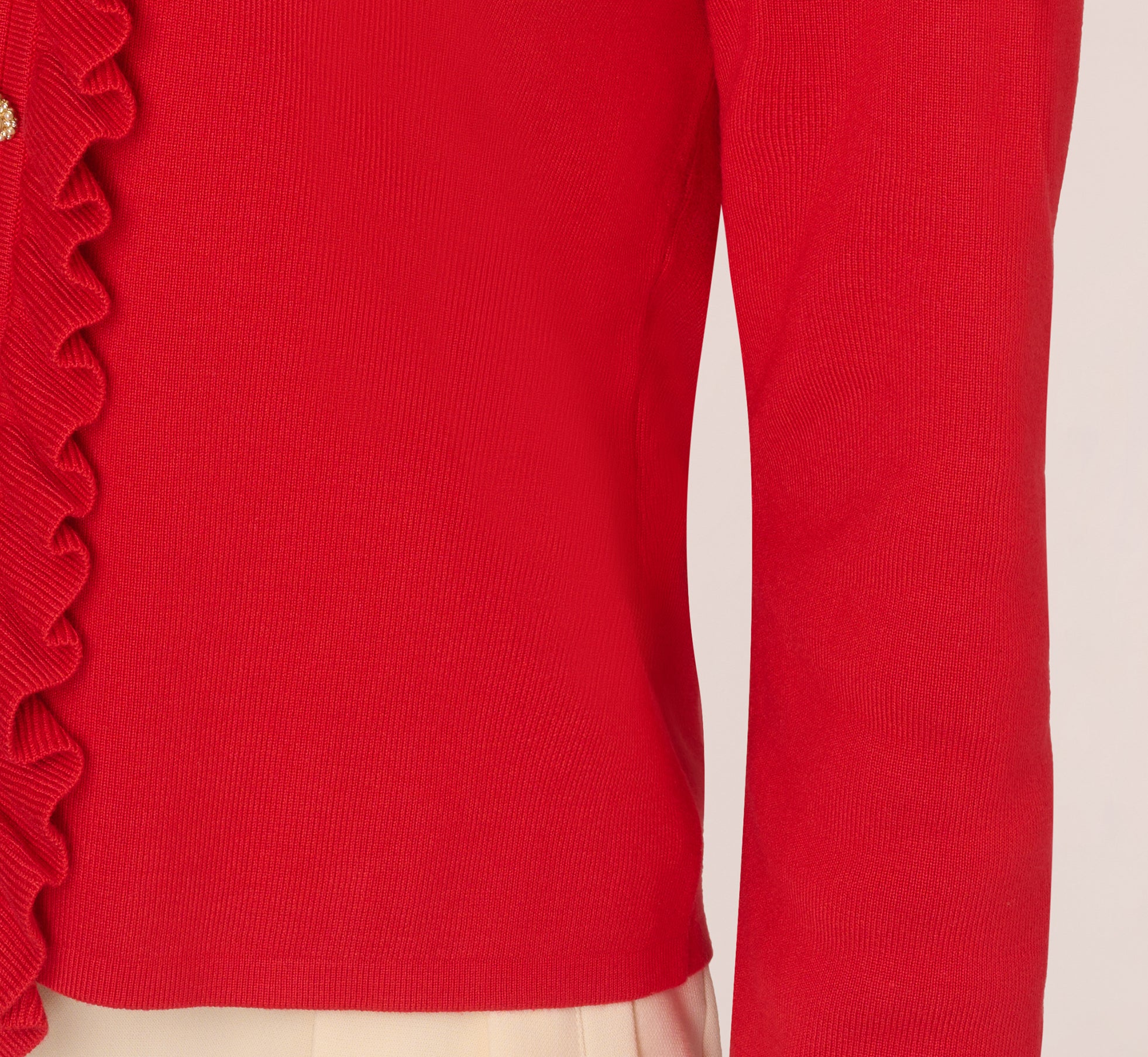 Pearl Button Ruffle Pullover In Red Lava、mySite、solidvoid