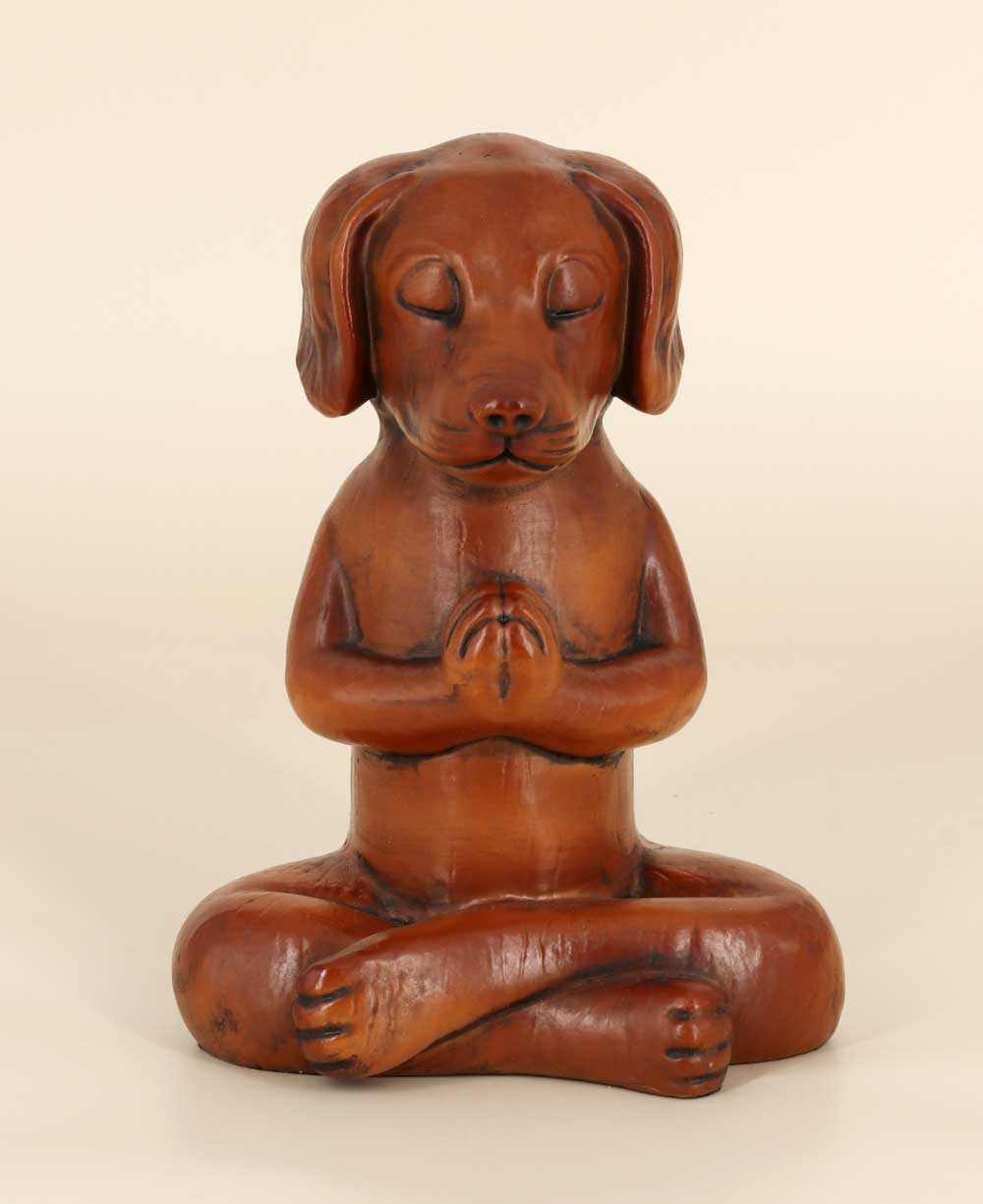 Namaste Dog Statue in Rich Mahogany Tone、mySite、topwebapps