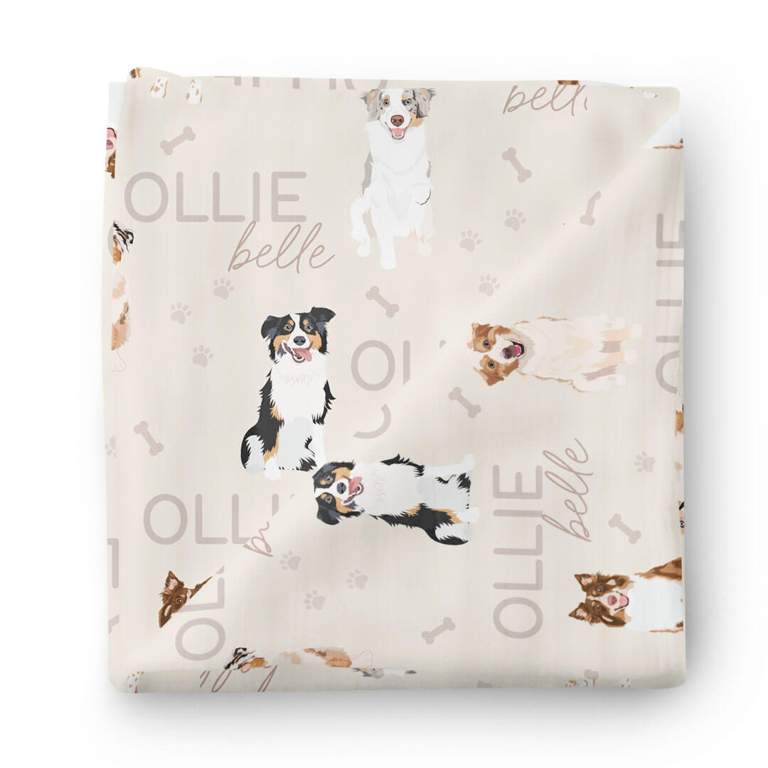  Personalized Baby Name Swaddle Blanket | Australian Shepherd、mySite、layawaytickets