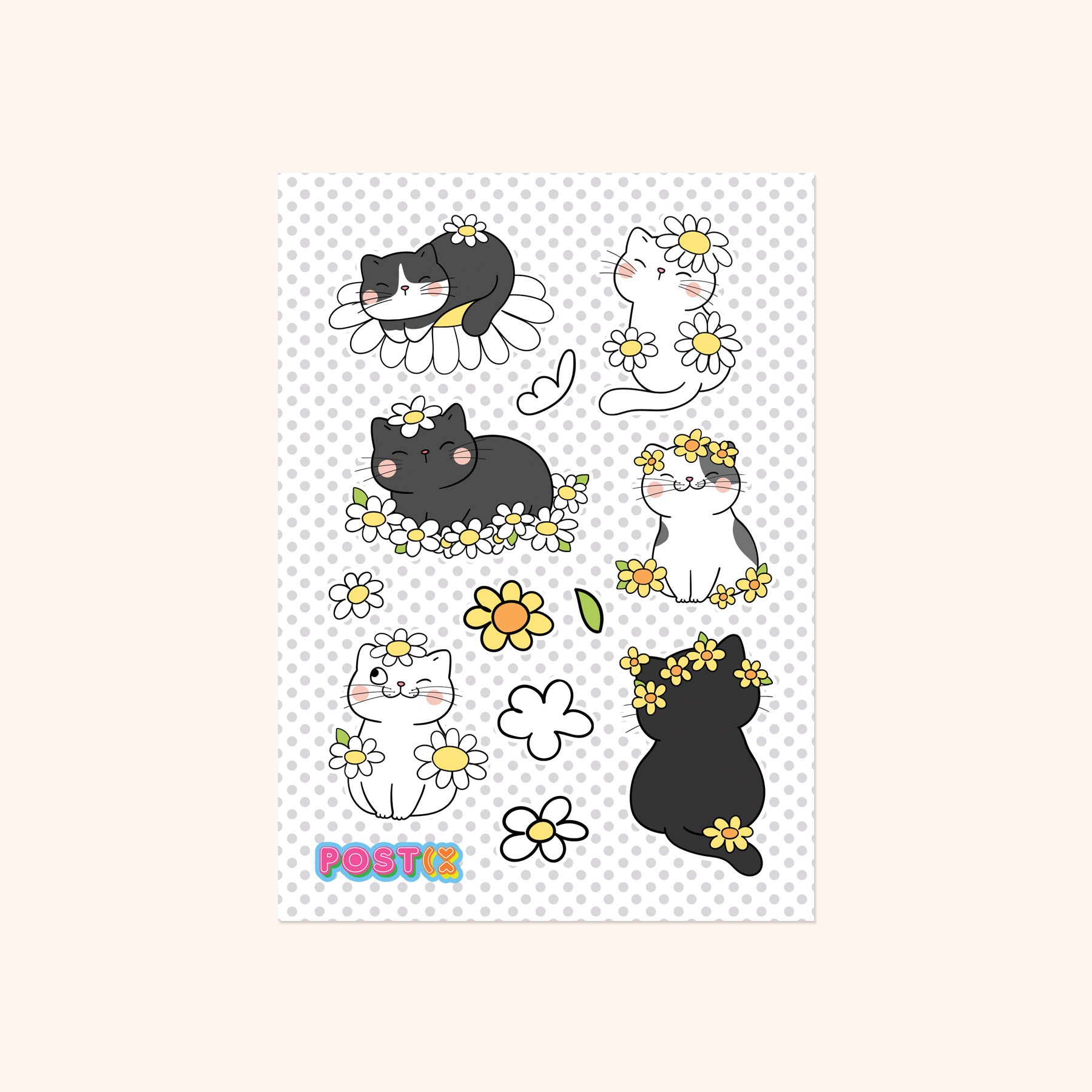  Daisy Chain Cats A6 Sticker Sheet、mySite、ghnorth