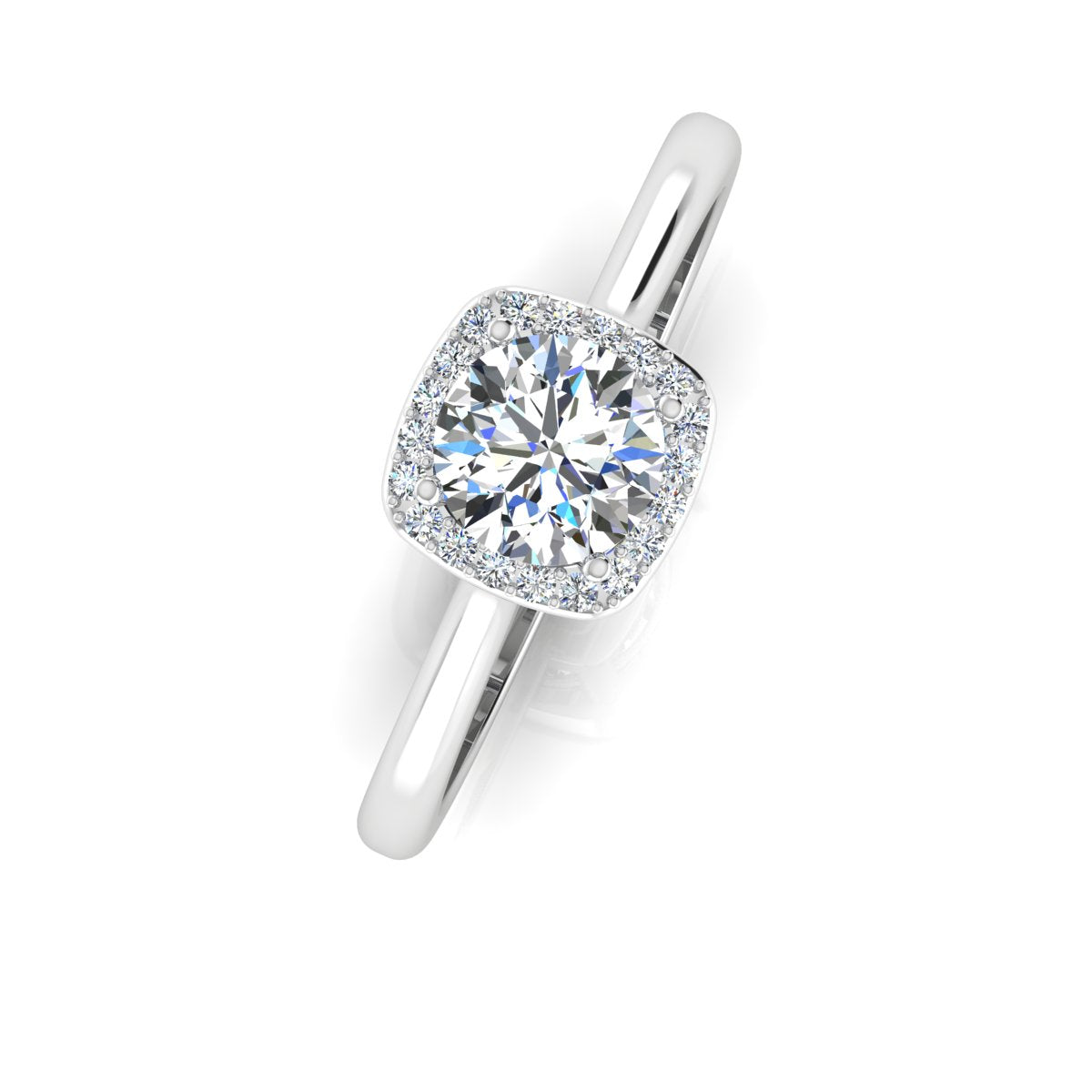 Petite Halo Brilliant Cut Moissanite Engagement Ring、mySite、hinf8tx79