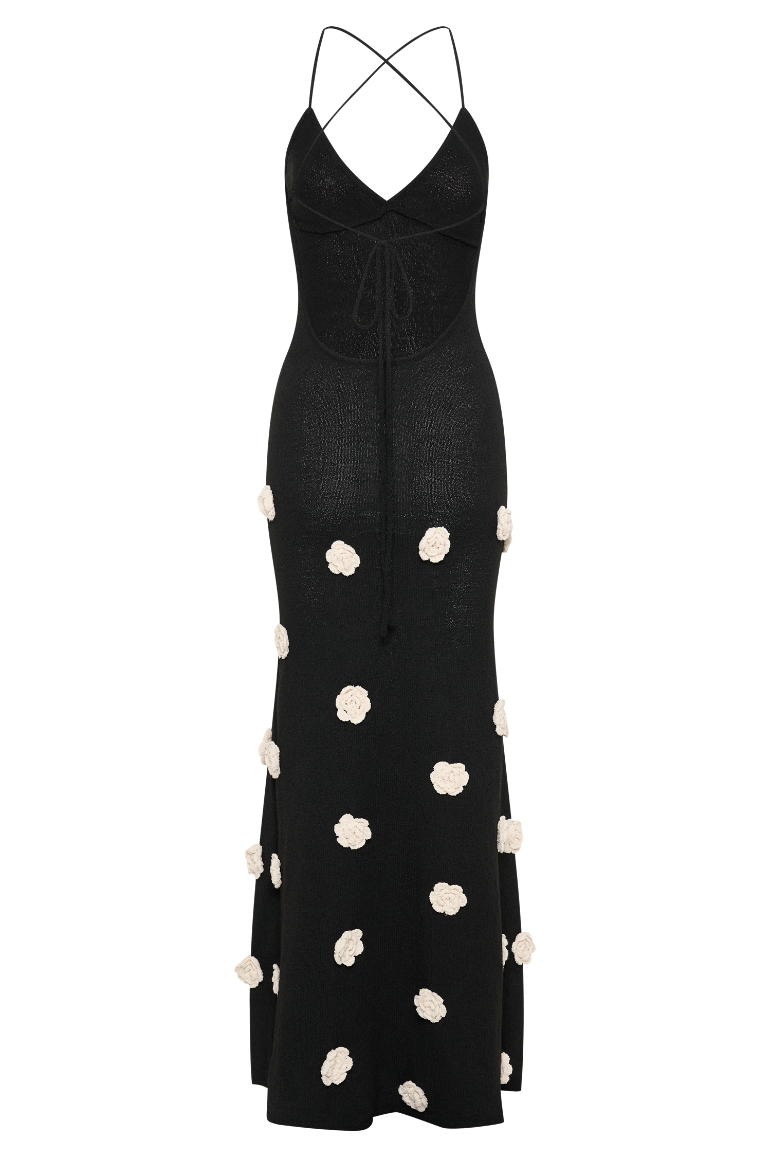 Suki Knit Maxi Dress With Flowers - Black/White、mySite、solidvoid