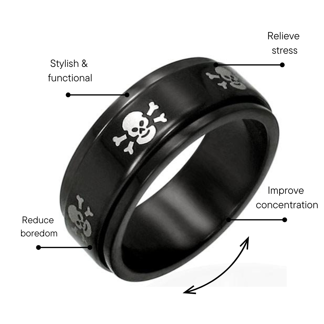 Stainless Steel Black & White Skull Spinner Ring / STC003、mySite、dreamappss