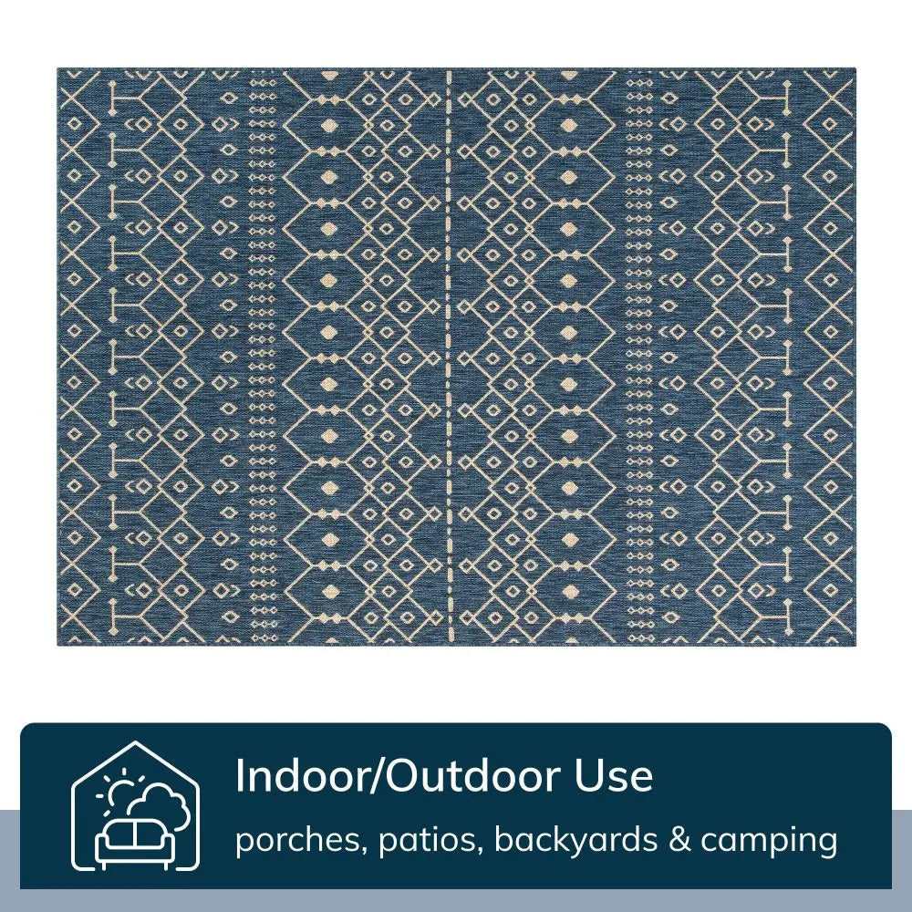 Nord Moroccan Tribal Indoor Outdoor Blue Flatweave Rug、mySite、gigharbornorthrealestate