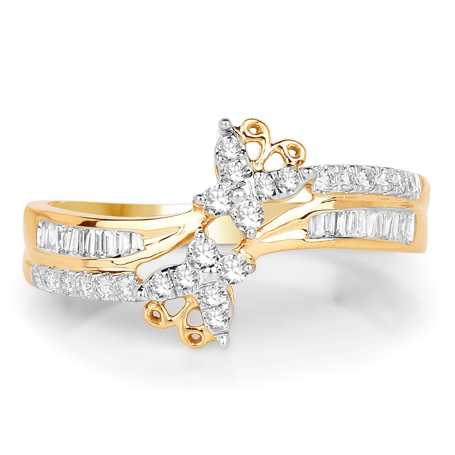 Diamond Butterfly Ring 14K Yellow Gold、mySite、g9winljtr