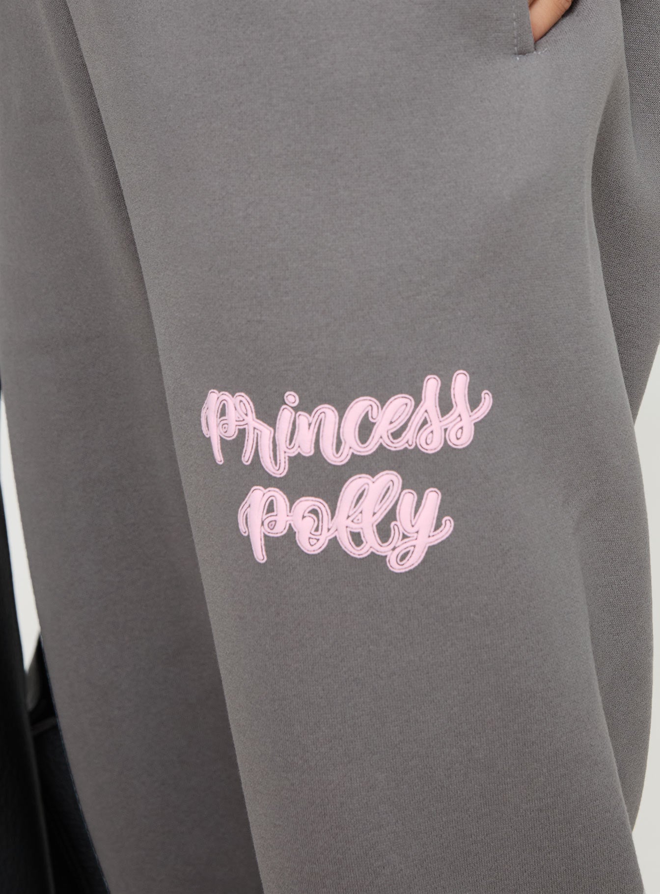 Princess Polly Track Pants Puff Text Charcoal、mySite、solidvoid