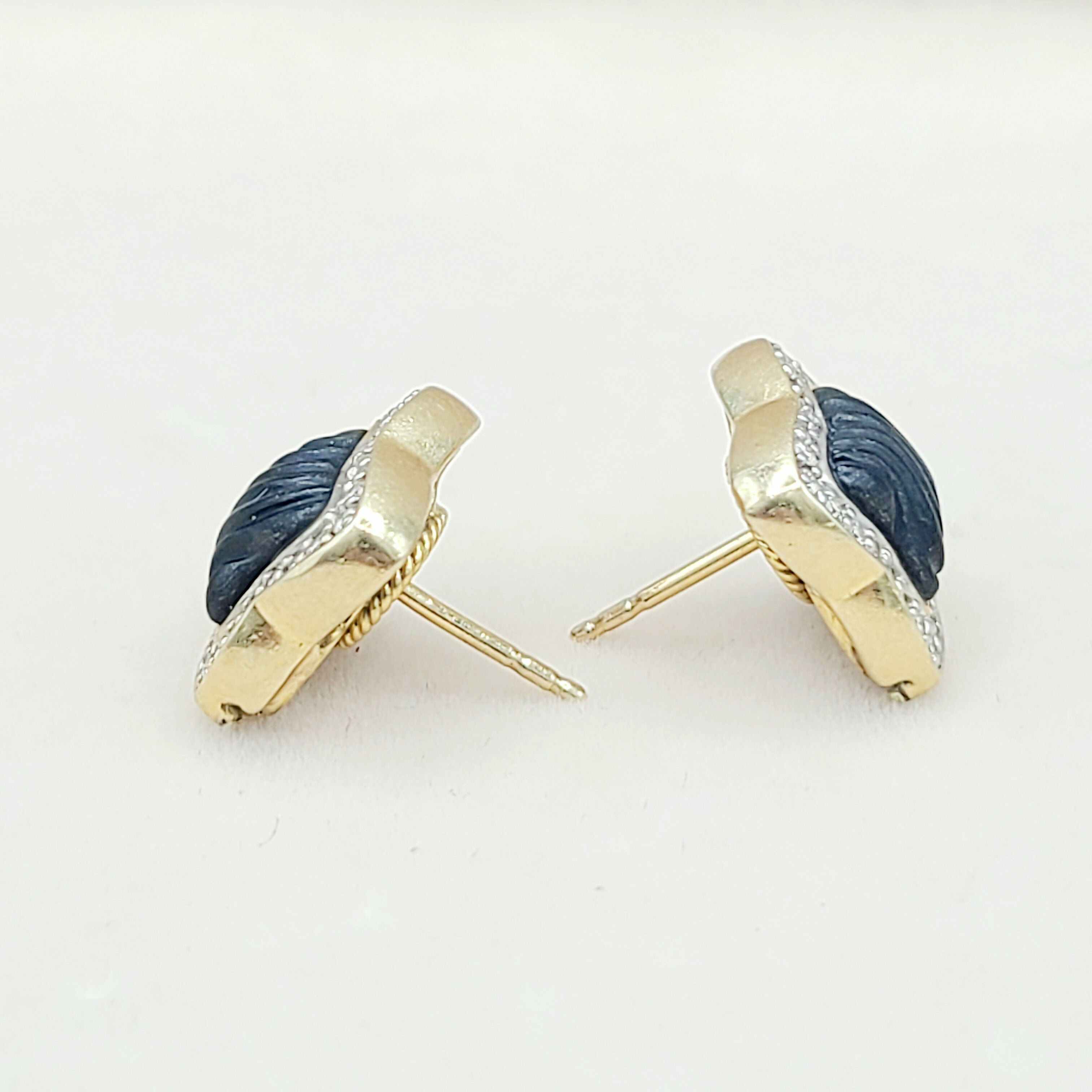 David Yurman Quatrefoil Carved Onyx Diamond Earrings Gold、mySite、hinf8tx79