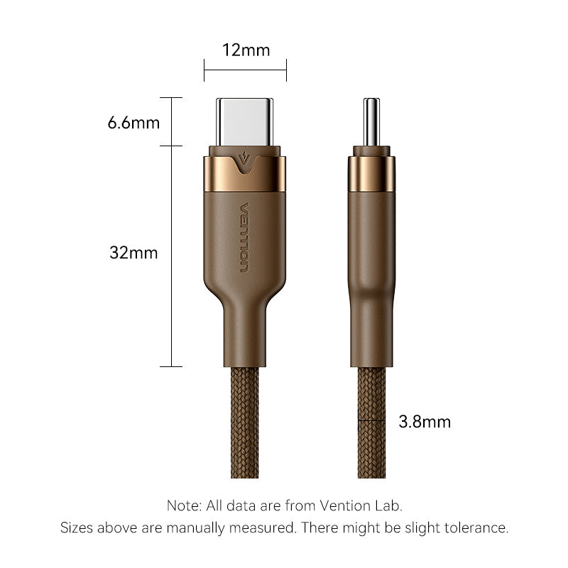 Vention USB 2.0 Type-C Male to Type-C Male 3A Cable Gold Aluminum Alloy Type、mySite、fannypackpong