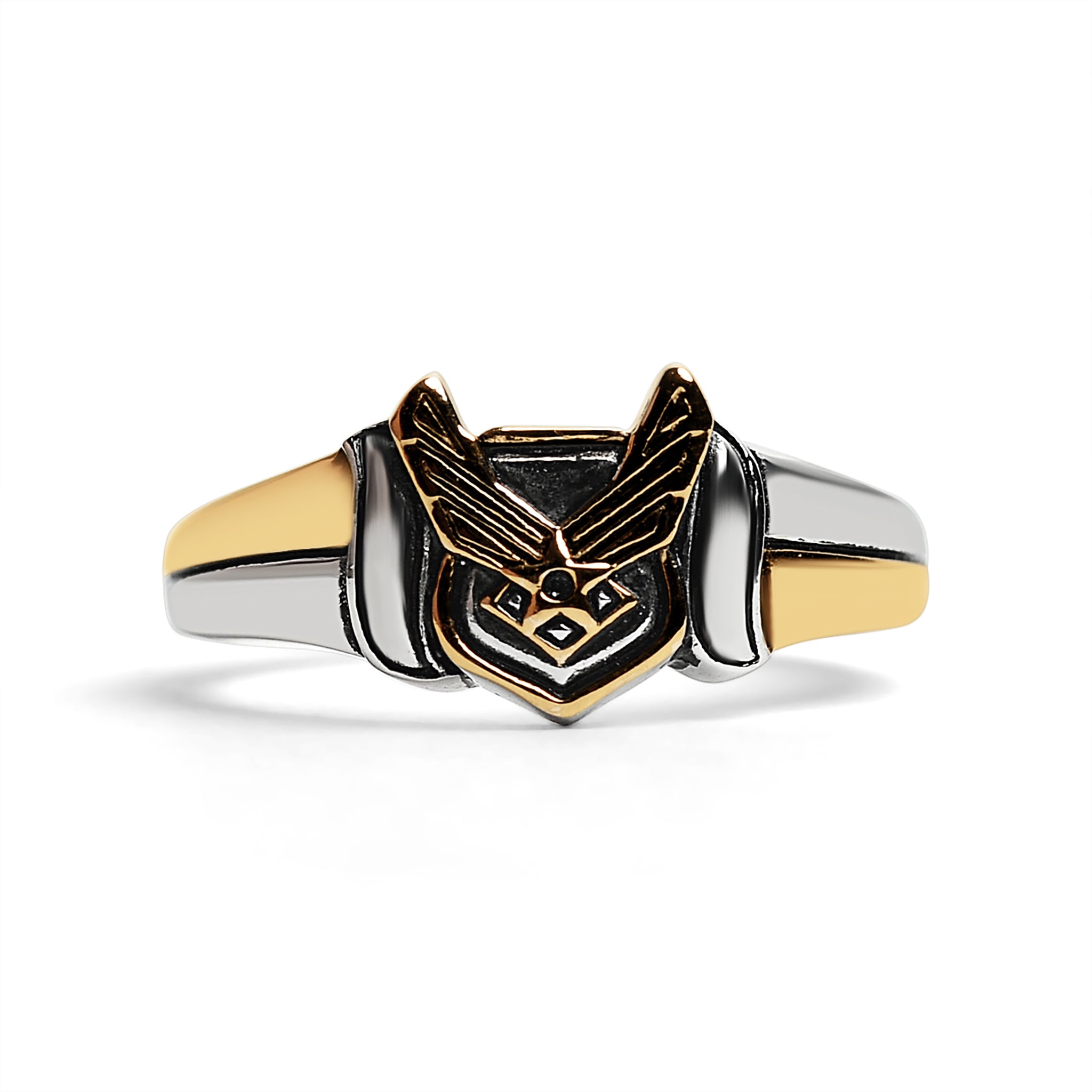18K Gold PVD Stainless Steel United States Air Force Two Tone Military Women's Ring / MCR6014、mySite、dreamappss