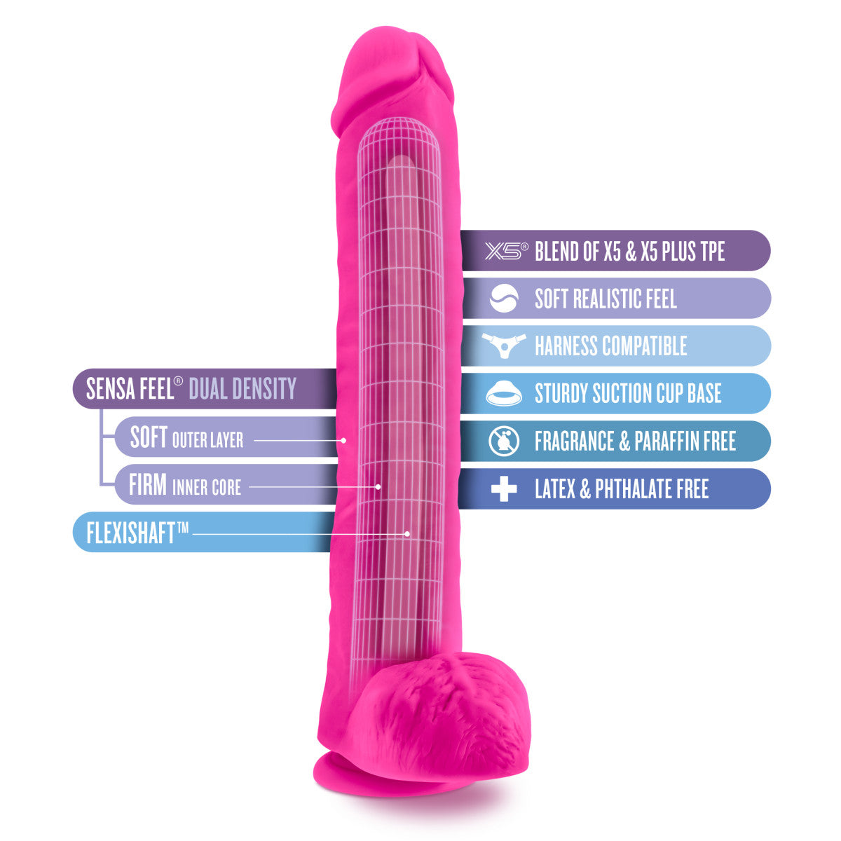 Au Naturel Bold By Blush® | Daddy Realistic Pink 14-Inch Long Dildo With Balls & Suction Cup Base、mySite、bottomscart