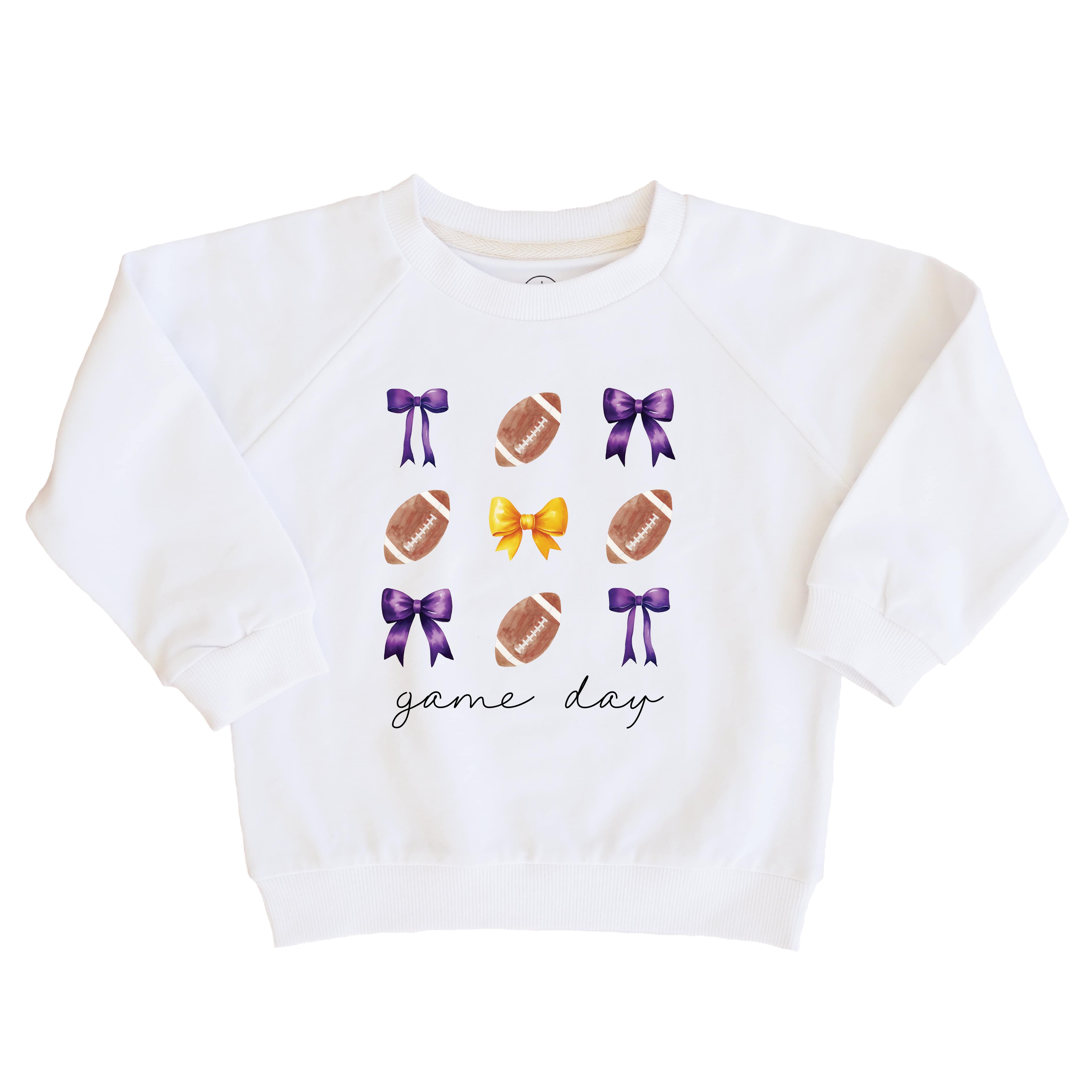  Louisiana State University | Footballs & Bows Kids Graphic Sweatshirts、mySite、layawaytickets