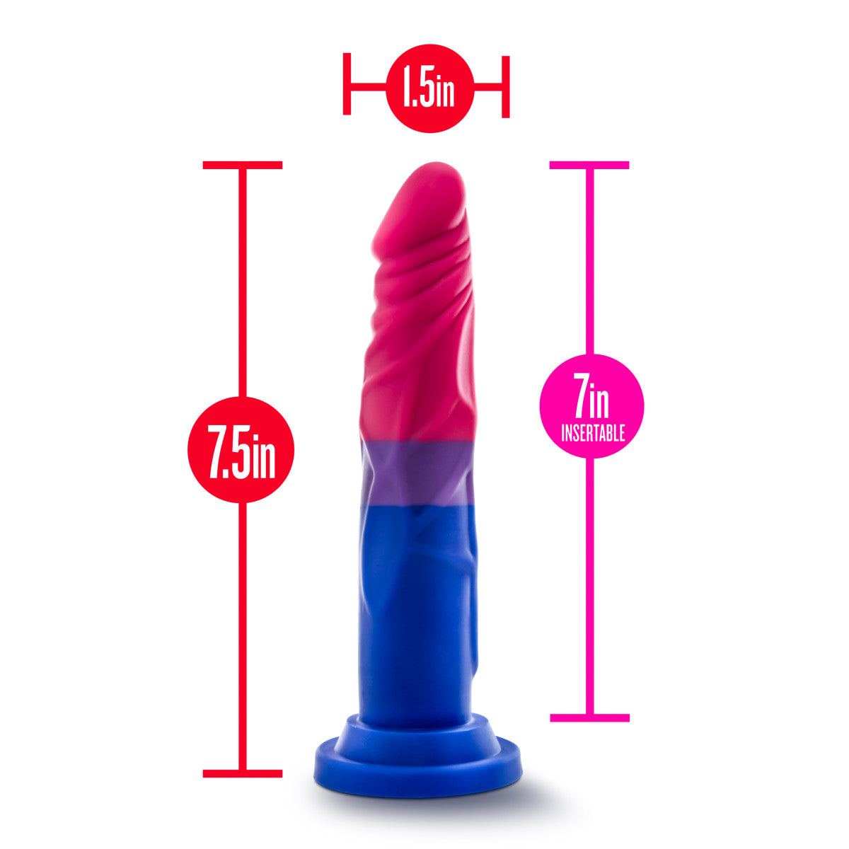 Avant By Blush® | Pride Love P8: Artisan 7 Inch Dildo with Suction Cup Base - Elegantly Made with Smooth Ultrasilk® Purio™ Silicone、mySite、bottomscart