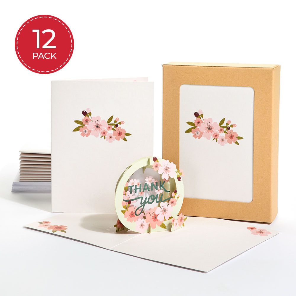 Cherry Blossom Thank You Box Set (12-Pack): Paperpop® Card、mySite、solidvoid