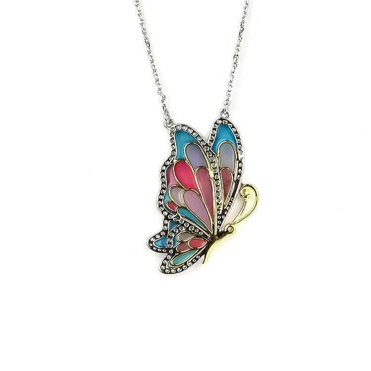 Sterling Silver Enamel Butterfly Necklace with Swarovski Crystal Top of the Line!、mySite、g9winljtr
