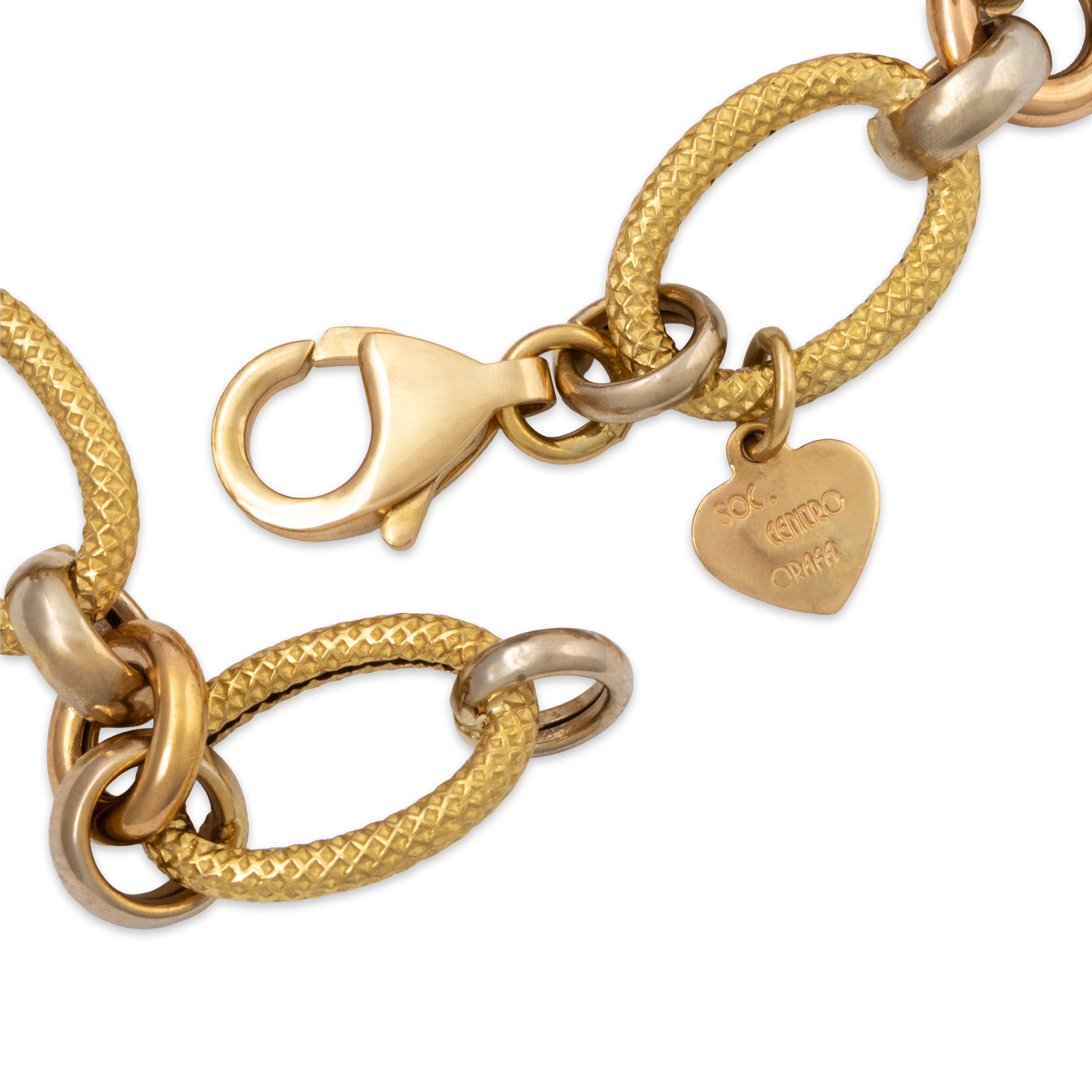 Vintage Italian 18k Yellow & White Gold Dual Texture Link Bracelet 7、mySite、hinf8tx79