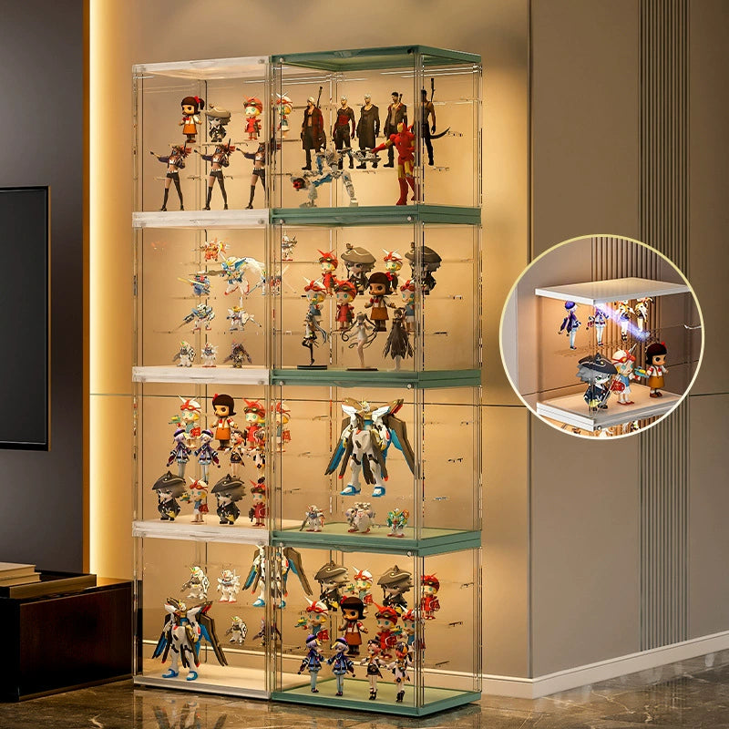  Stackable Clear Display Shelf, Stackable and Tiered Design, Magnetic Door, Perfect for Figurines、mySite、greenlandpopulation