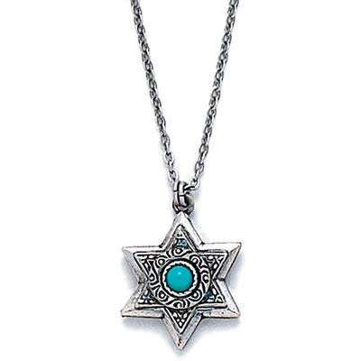 Michal Golan Gold Layered Star of David with Turquoise Necklace、mySite、topwebapps