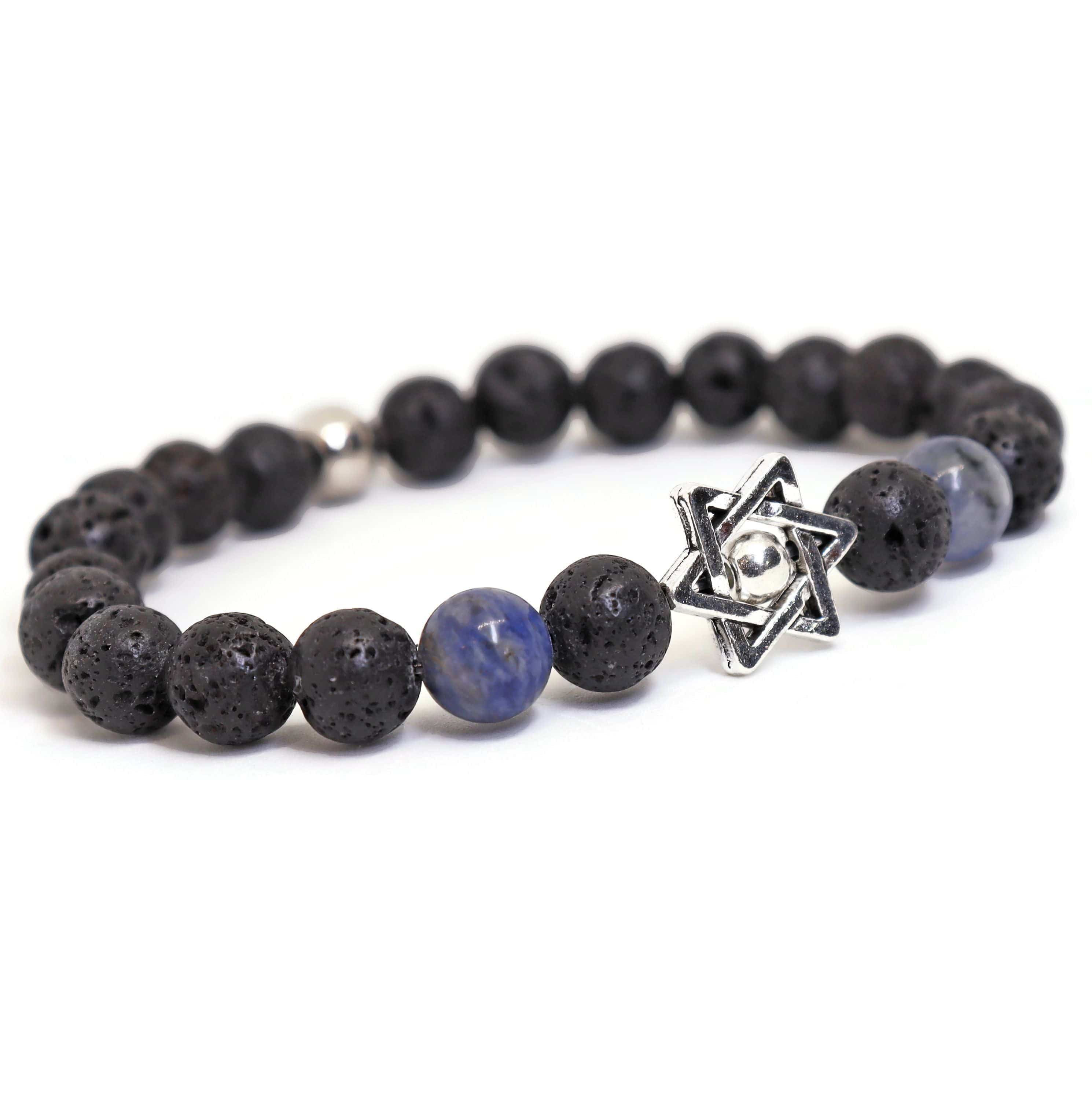 Lava Stone and Blue Spot Jasper Star Bracelet - 7 or 8、mySite、topwebapps