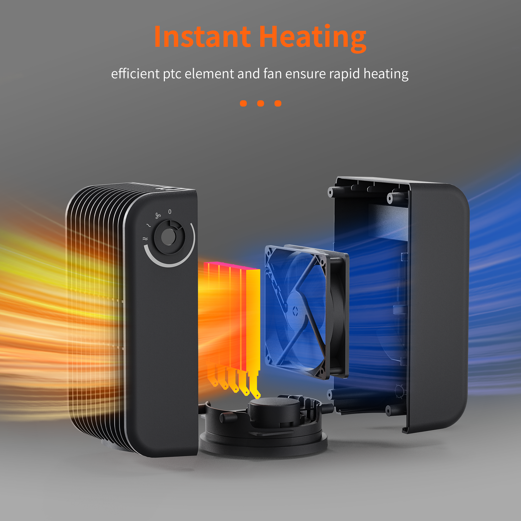 Kloudic Space Heater Electric Heater with 3 Modes, 1500W Small Desk Heater for Indoor Bedroom Office Use、mySite、fannypackpong