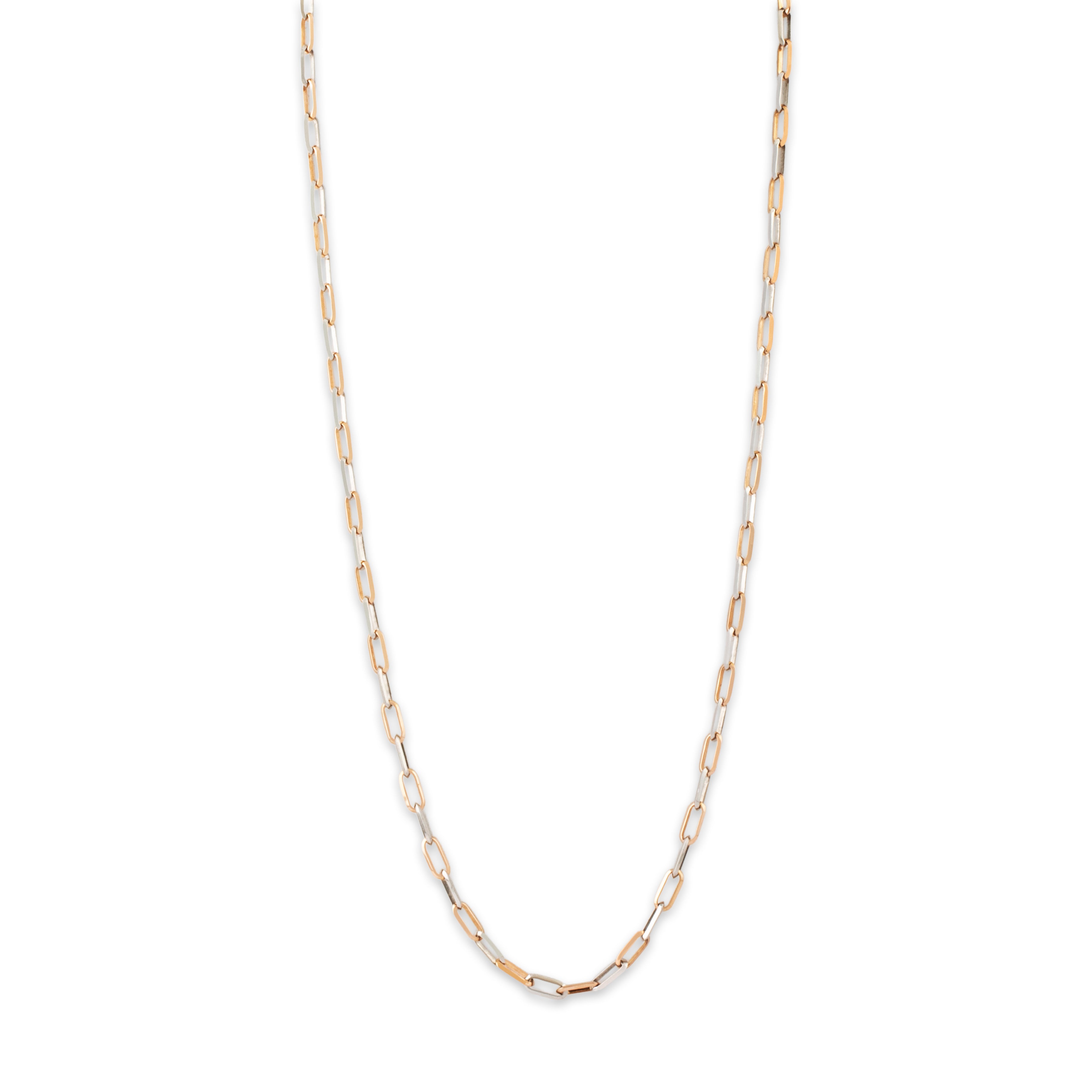 Vintage Heavy 18k Rose Gold & Platinum Wonderful Paperclip Link Necklace 24、mySite、hinf8tx79