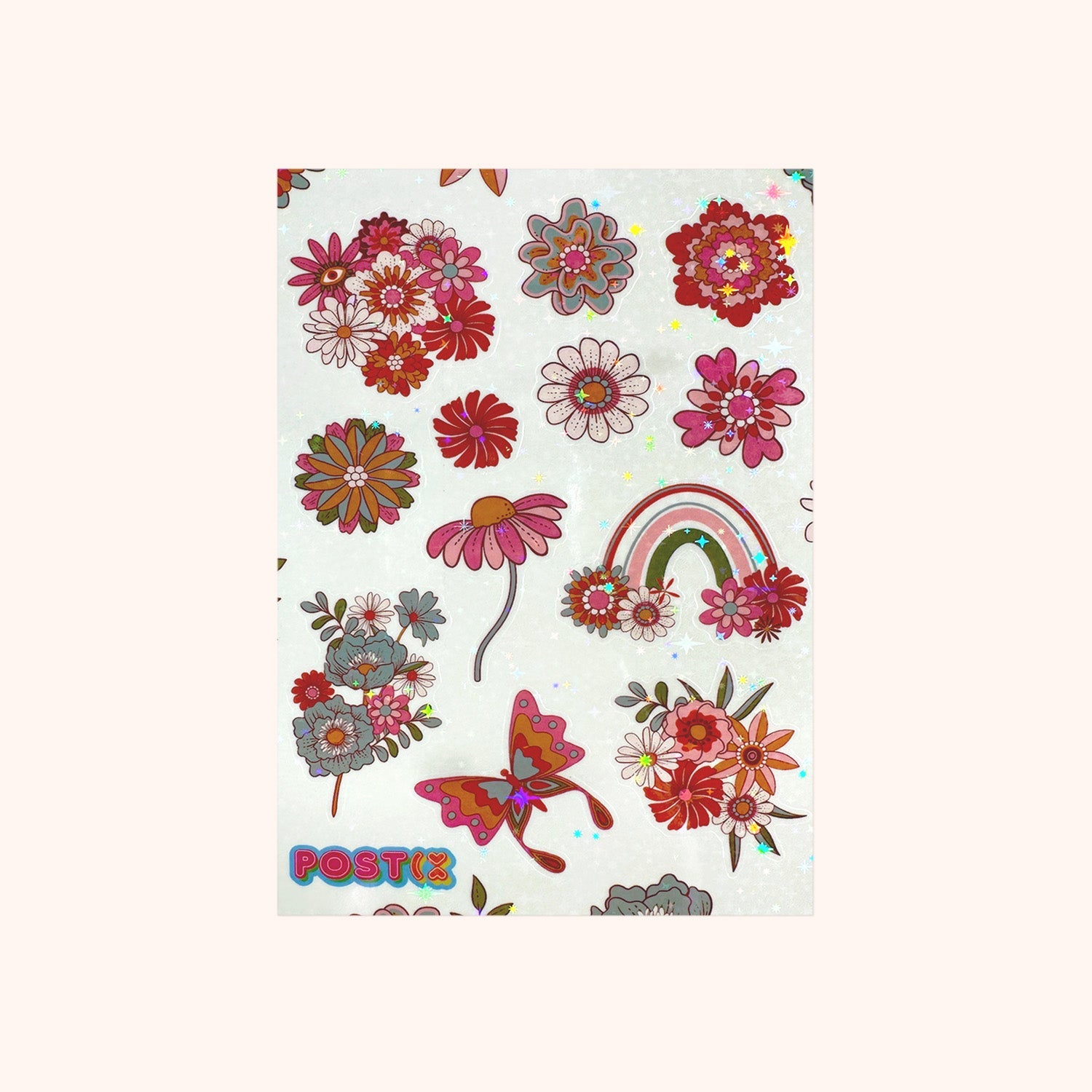  Hippy Flowers Hologram Sticker Sheet、mySite、ghnorth