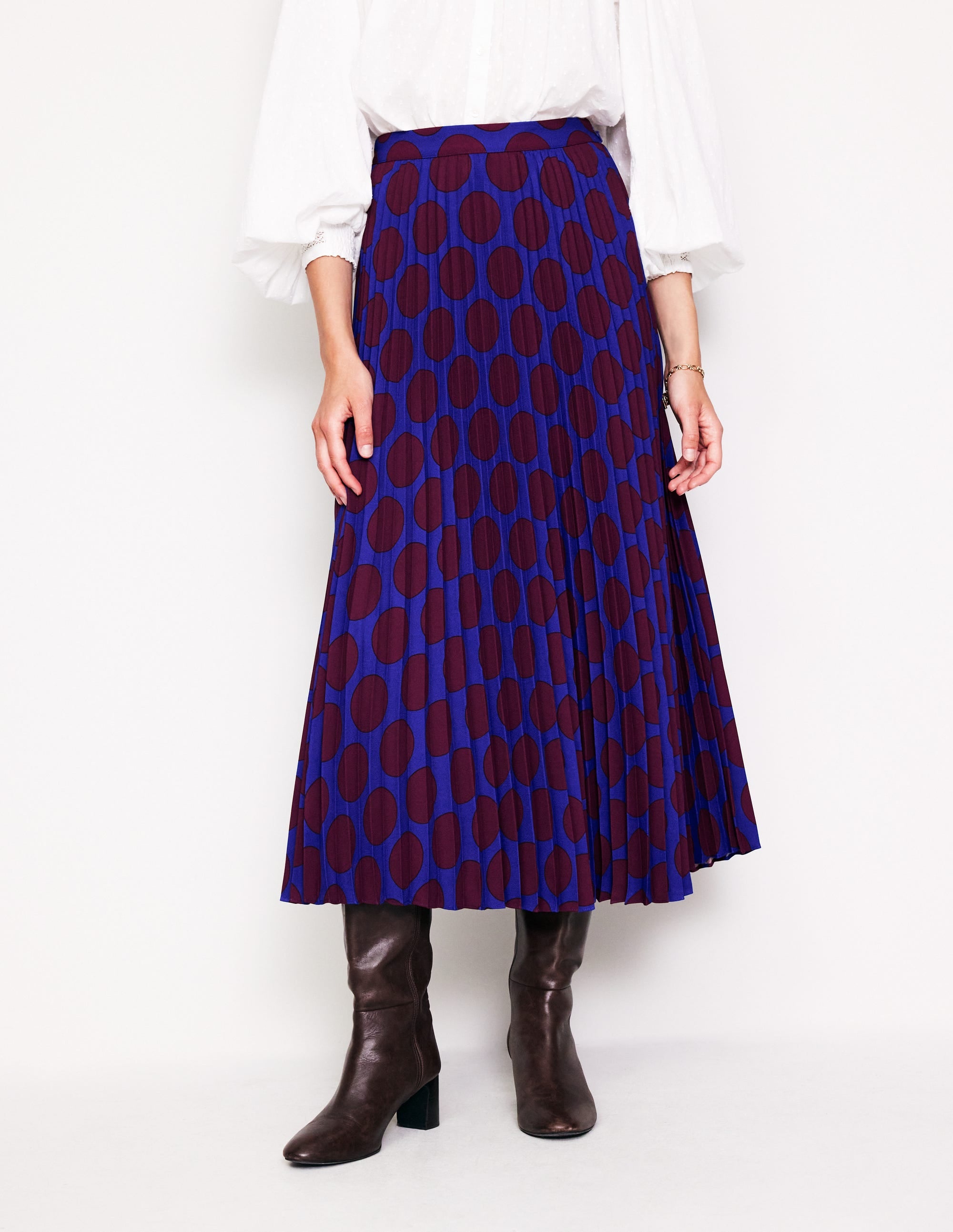  Camilla Pleated Midi Skirt-Chestnut, Large Spot、mySite、ashleygrahame