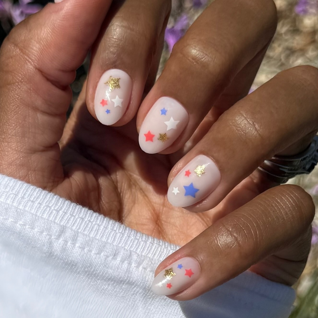 Star Spangled Party - Press-On | Short | Almond、mySite、solidvoid