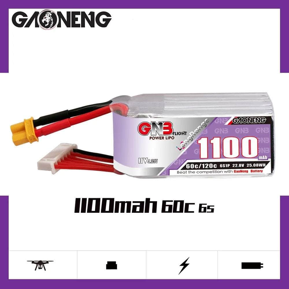  Gaoneng GNB 22.8V 6S 1100mAh 60C LiHV Battery - XT30、mySite、merchandisen