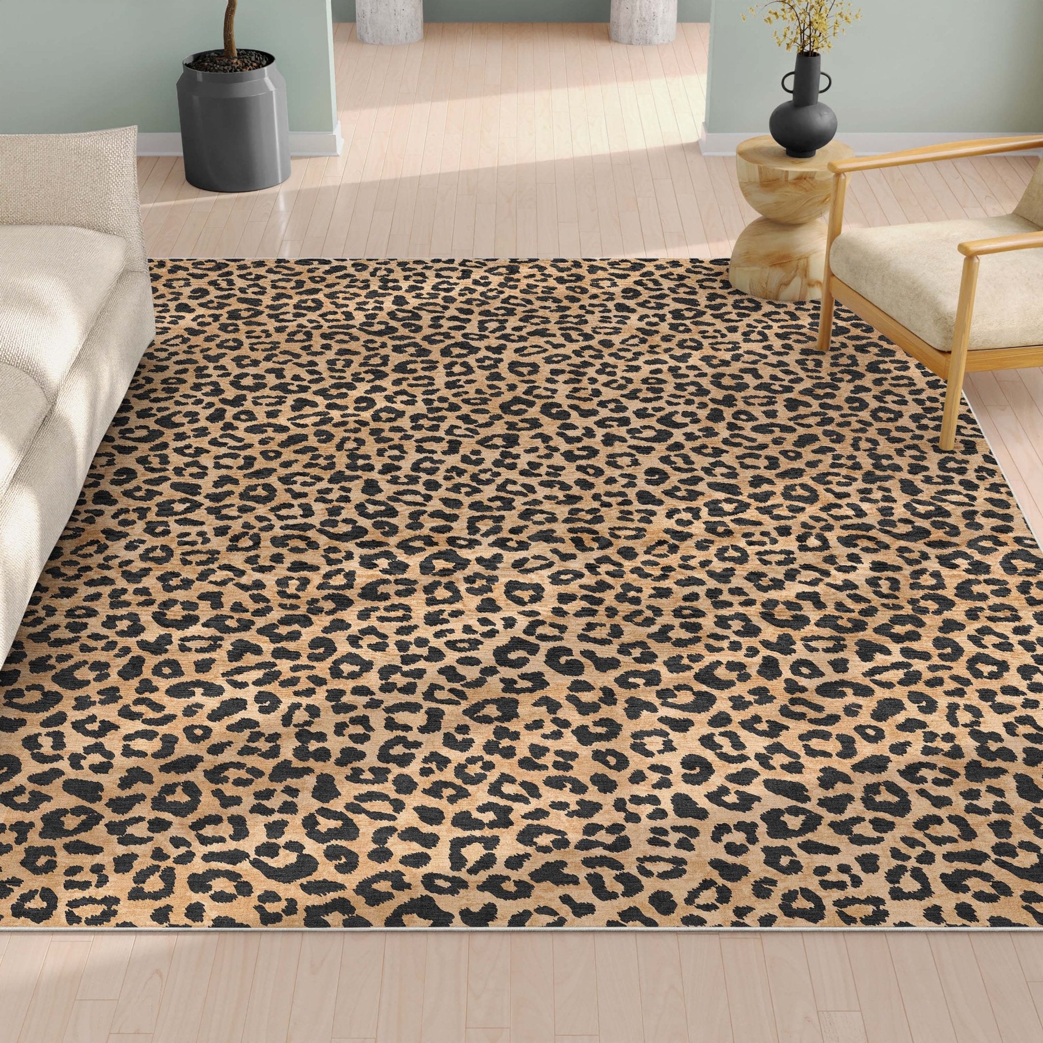 Animal Print Leopard Pattern Brown Flat-Weave Rug、mySite、gigharbornorthrealestate