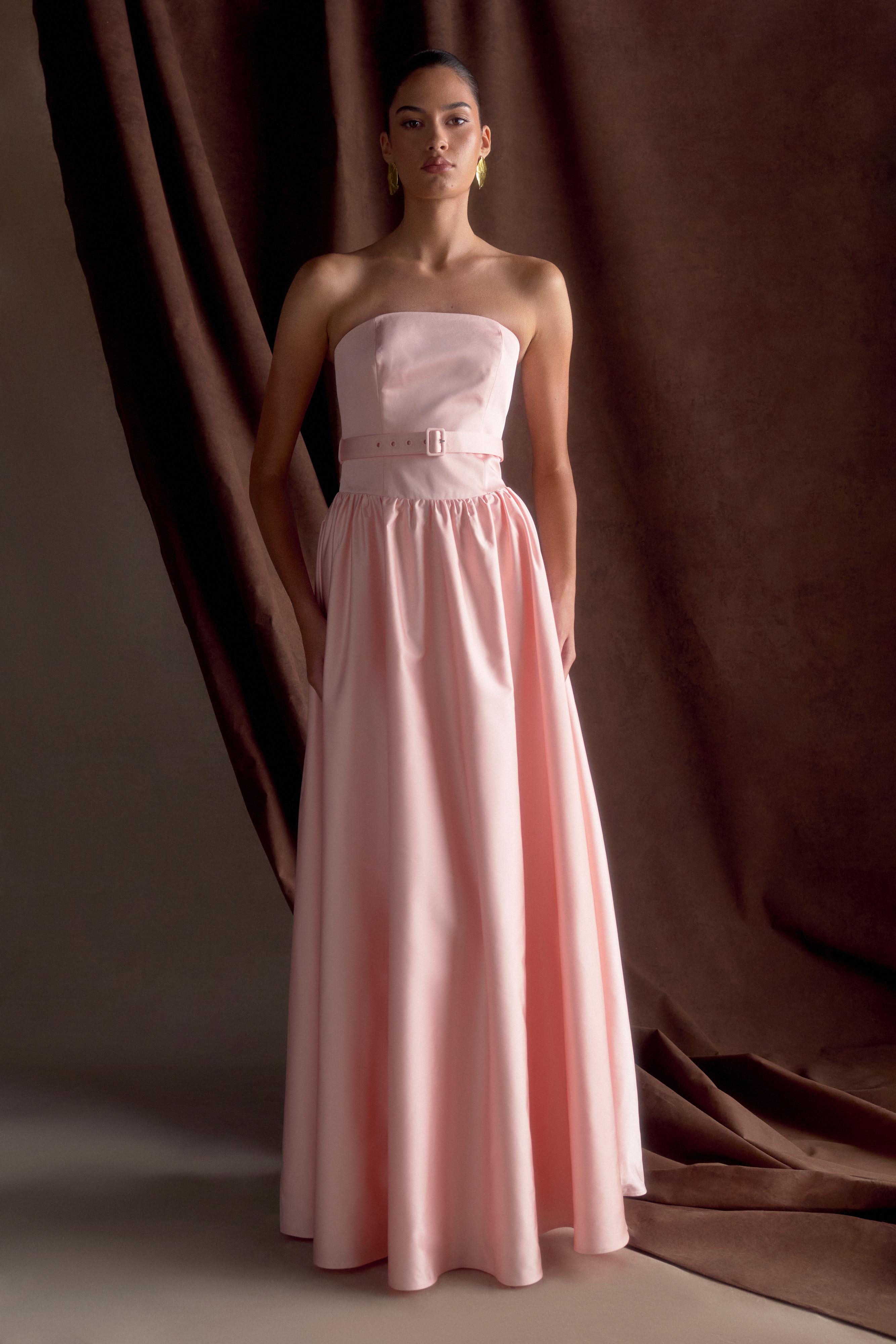 Florence Strapless Belted Maxi Dress - Baby Pink、mySite、solidvoid