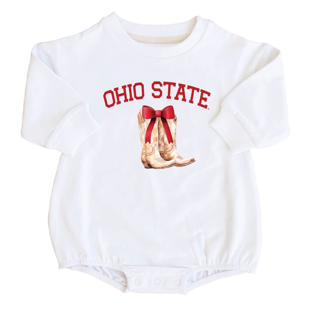  The Ohio State University | Footballs & Bows Graphic Sweatshirt Bubble Romper、mySite、layawaytickets