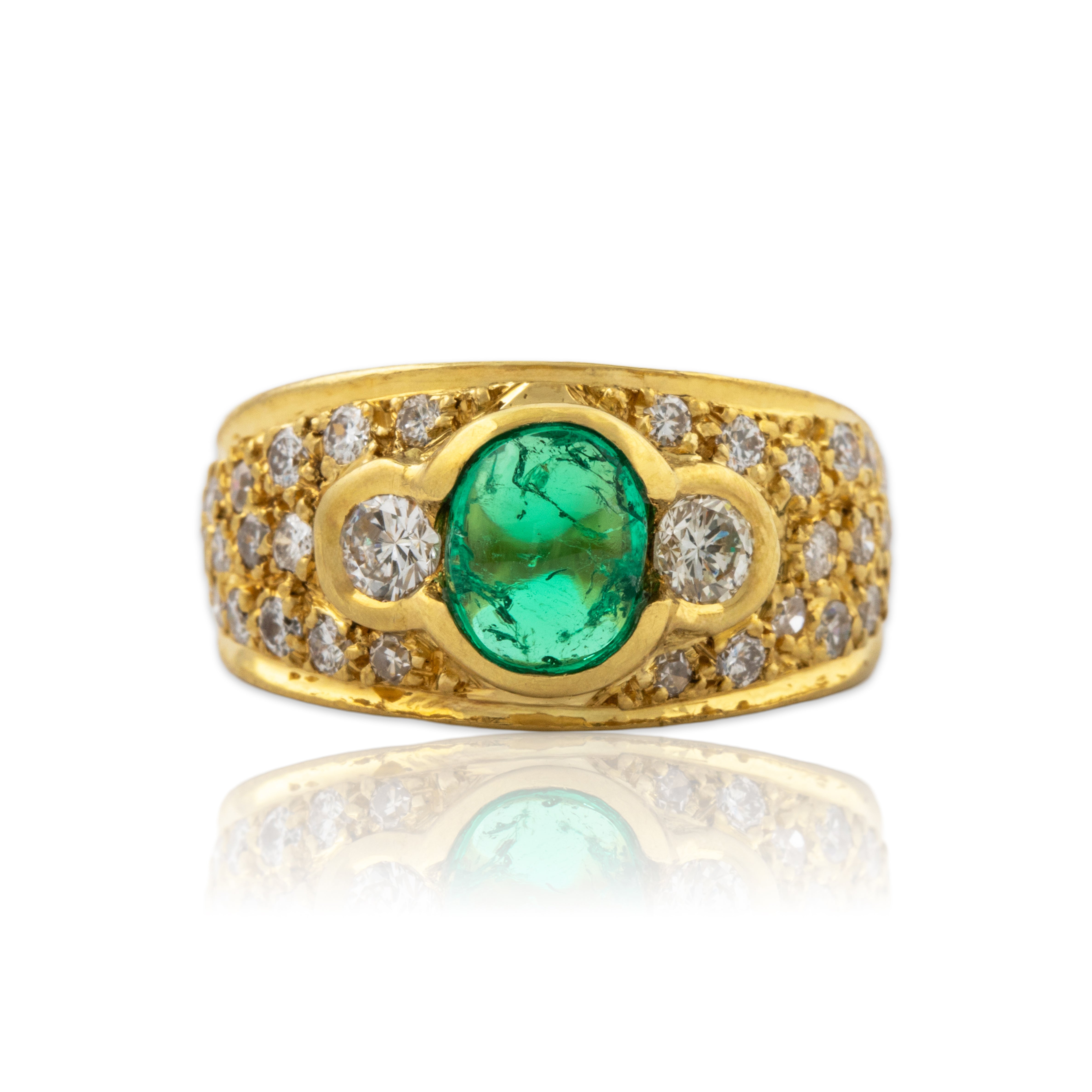 Vintage 18k Yellow Gold .86ct Emerald .63cttw Diamond Statement Ring 4.50、mySite、hinf8tx79