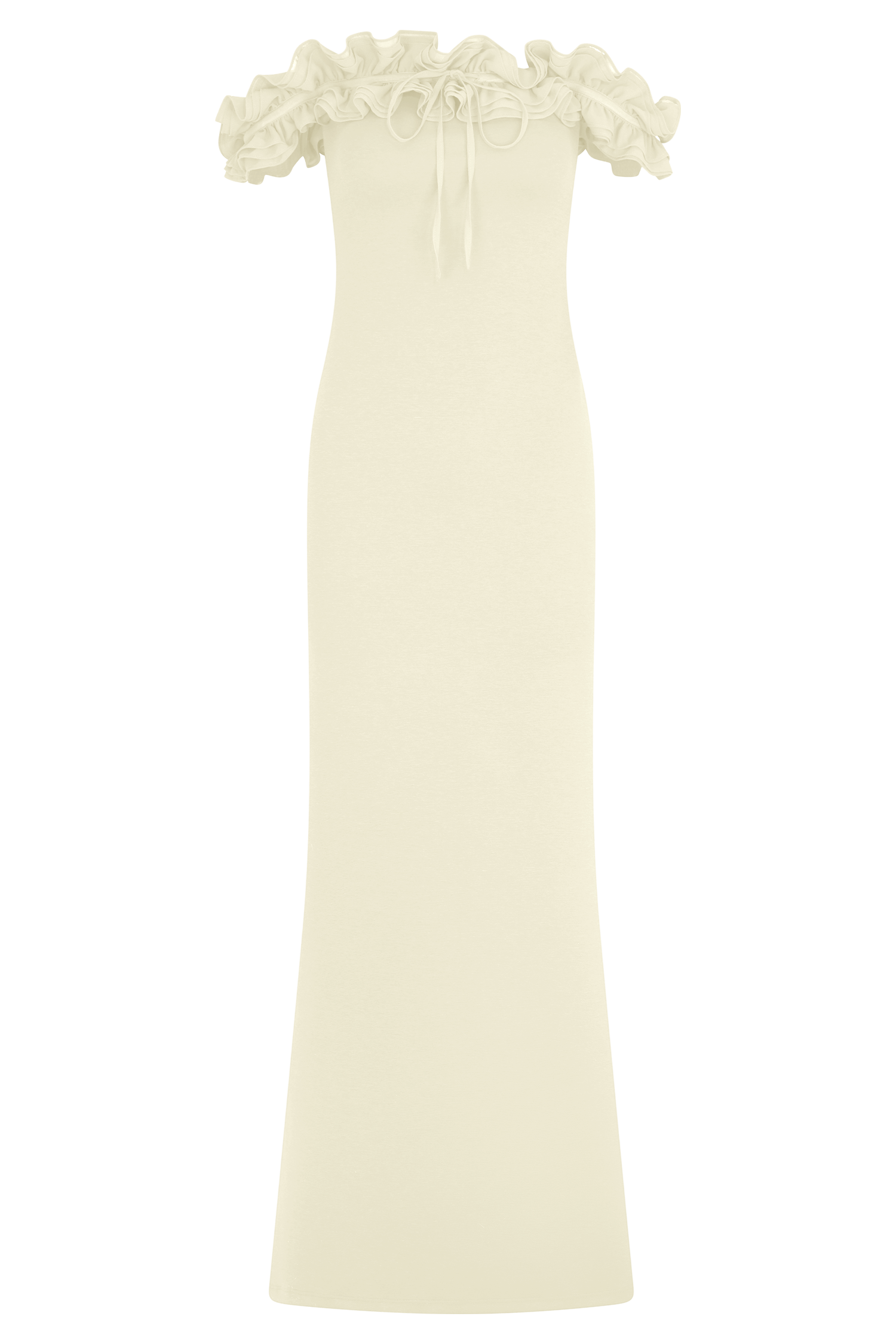 Nova Ruffle Off Shoulder Maxi Dress - Ivory、mySite、solidvoid