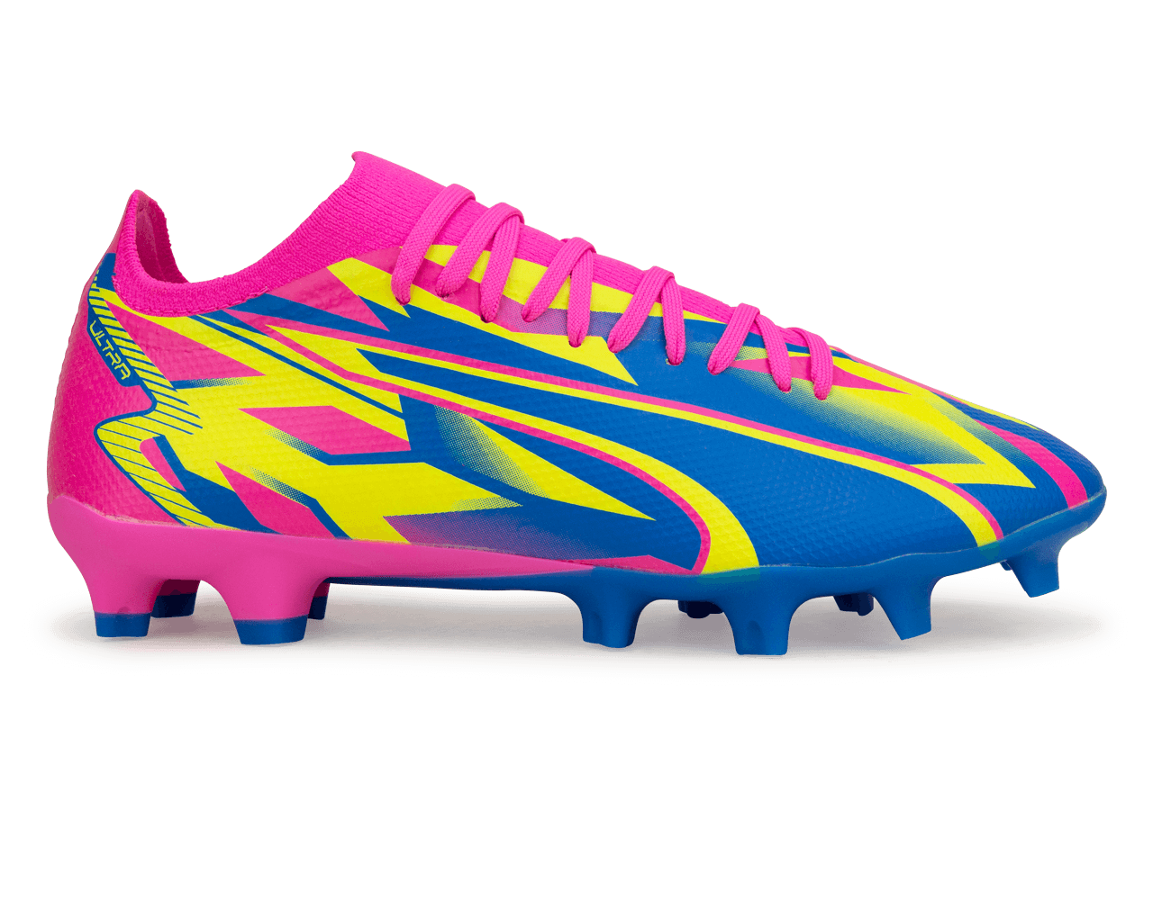 PUMA Men's Ultra Match Energy FG/AG Pink/Blue/Yellow、mySite、noshort