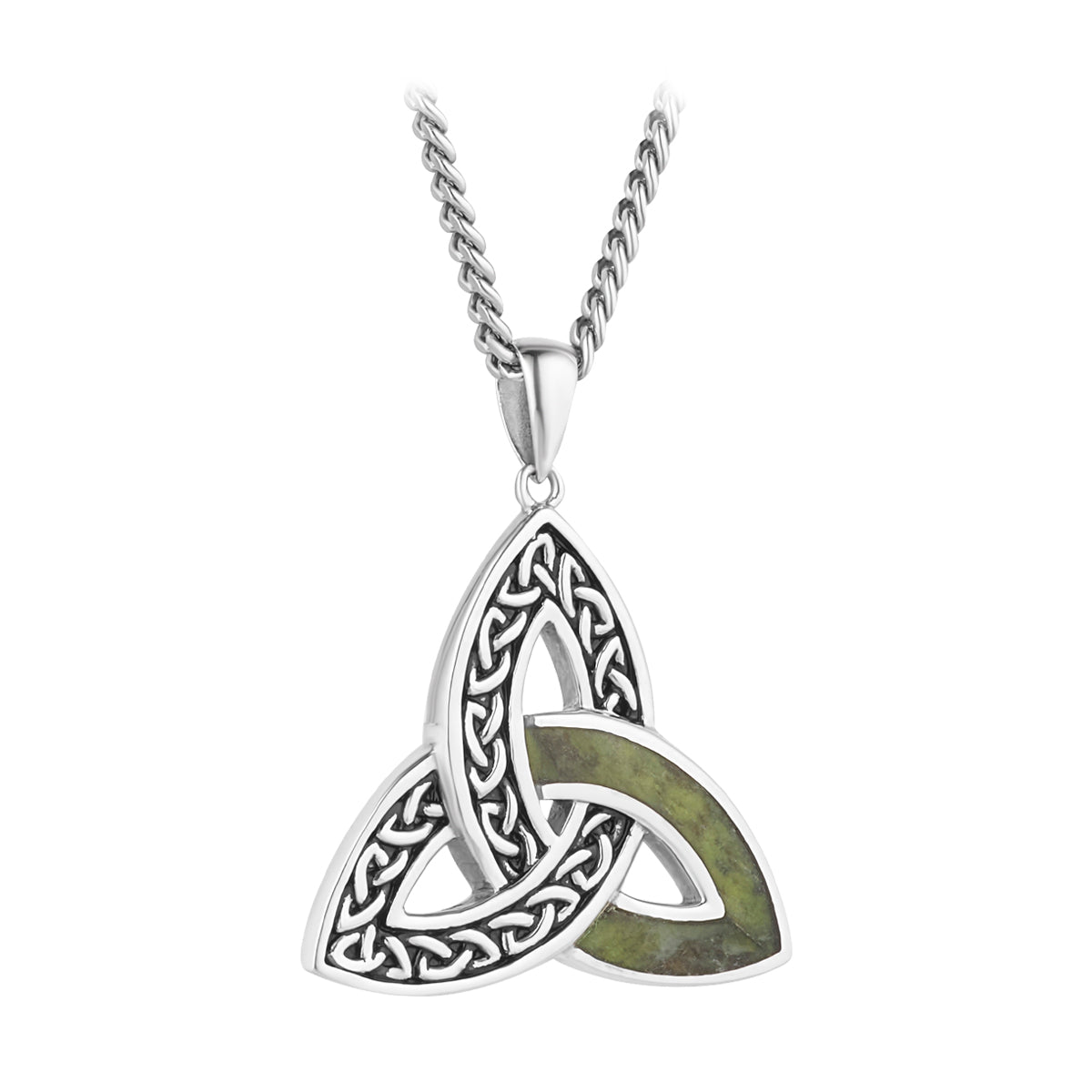  Men's Connemara Marble Celtic Trinity Knot Necklace