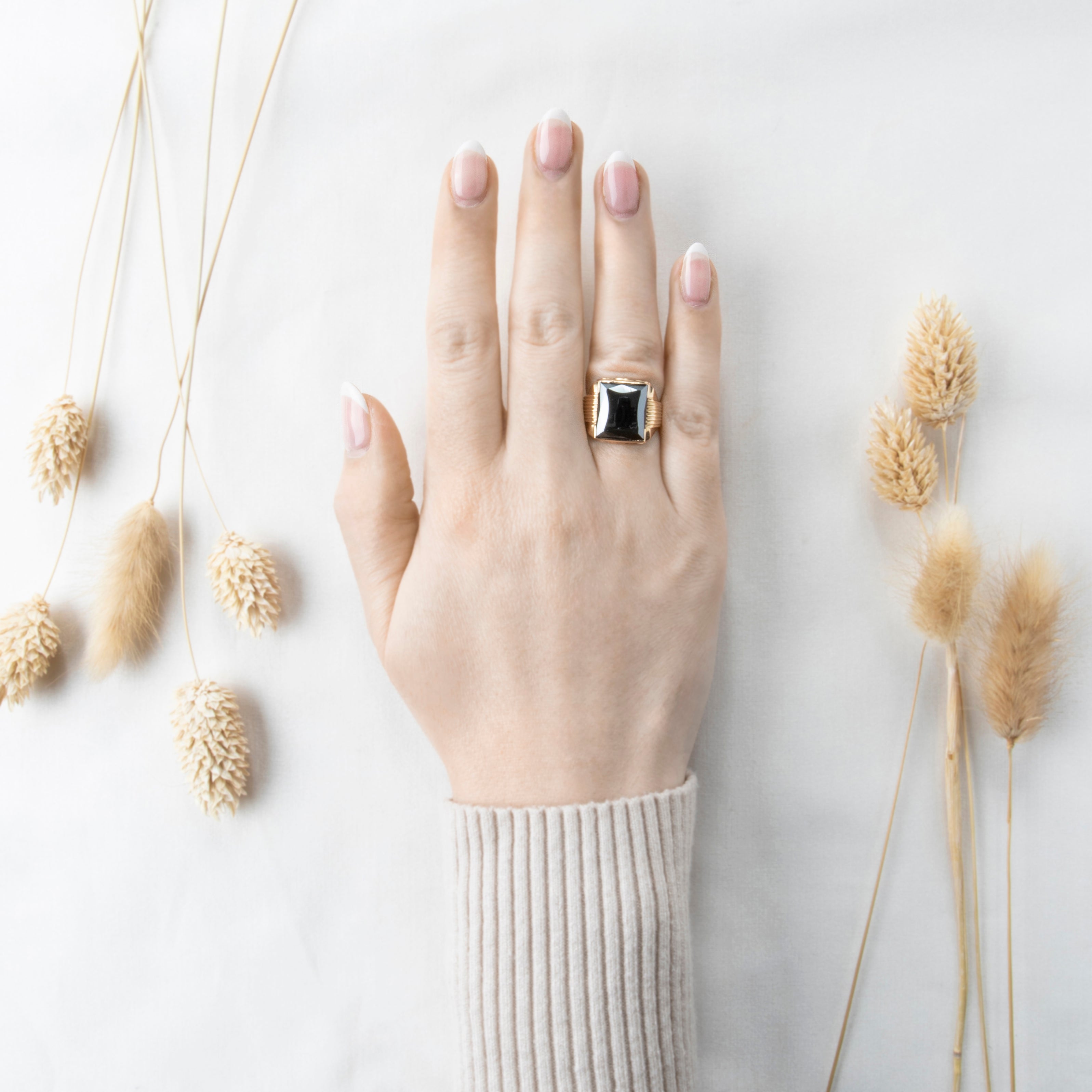 Vintage 10k Yellow Gold 12ct Hematite Gleaming Signet Ring 7.00、mySite、hinf8tx79