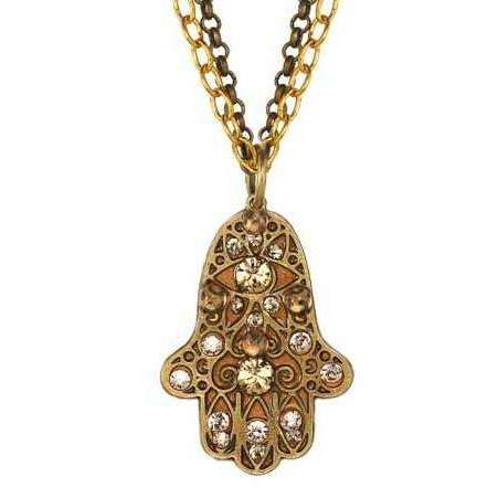 Michal Golan Gold And Crystal Hamsa Necklace on a Double Chain、mySite、topwebapps
