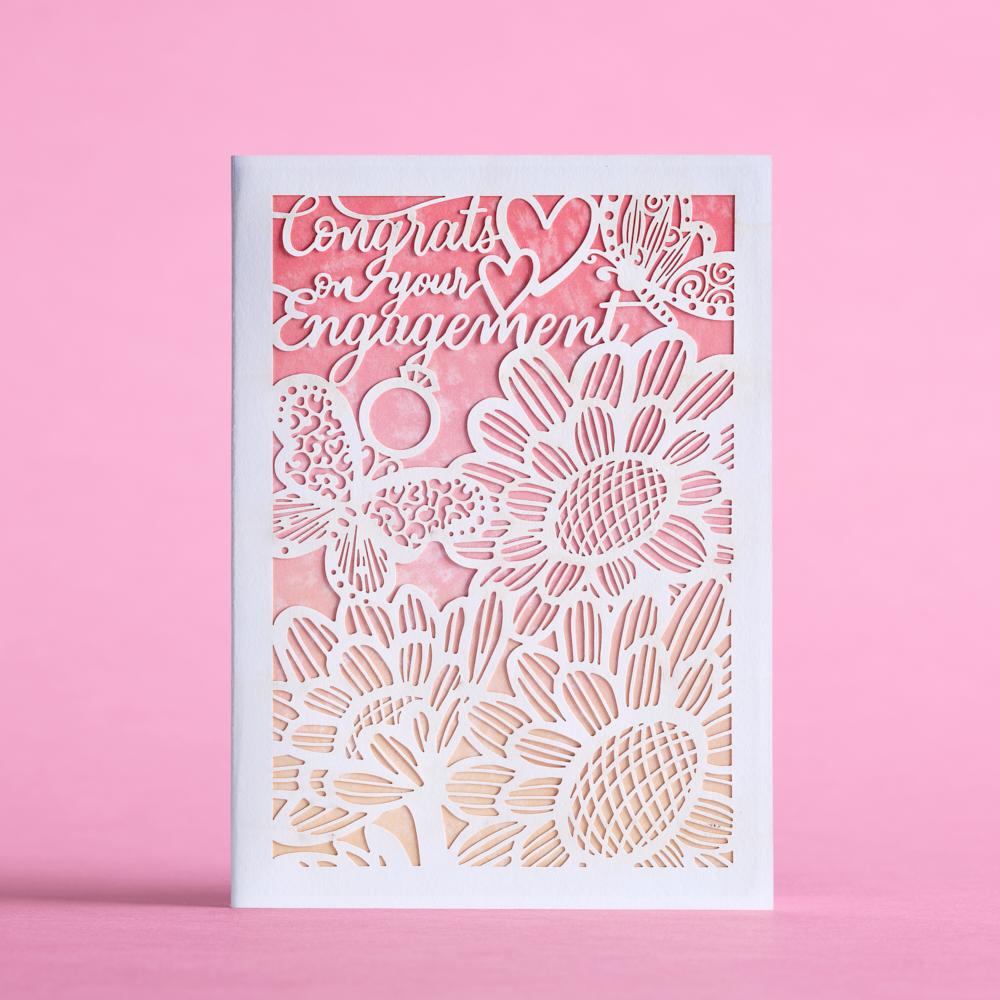 Engagement Congrats Butterfly Floral: Lovepop Moments™ Card、mySite、solidvoid