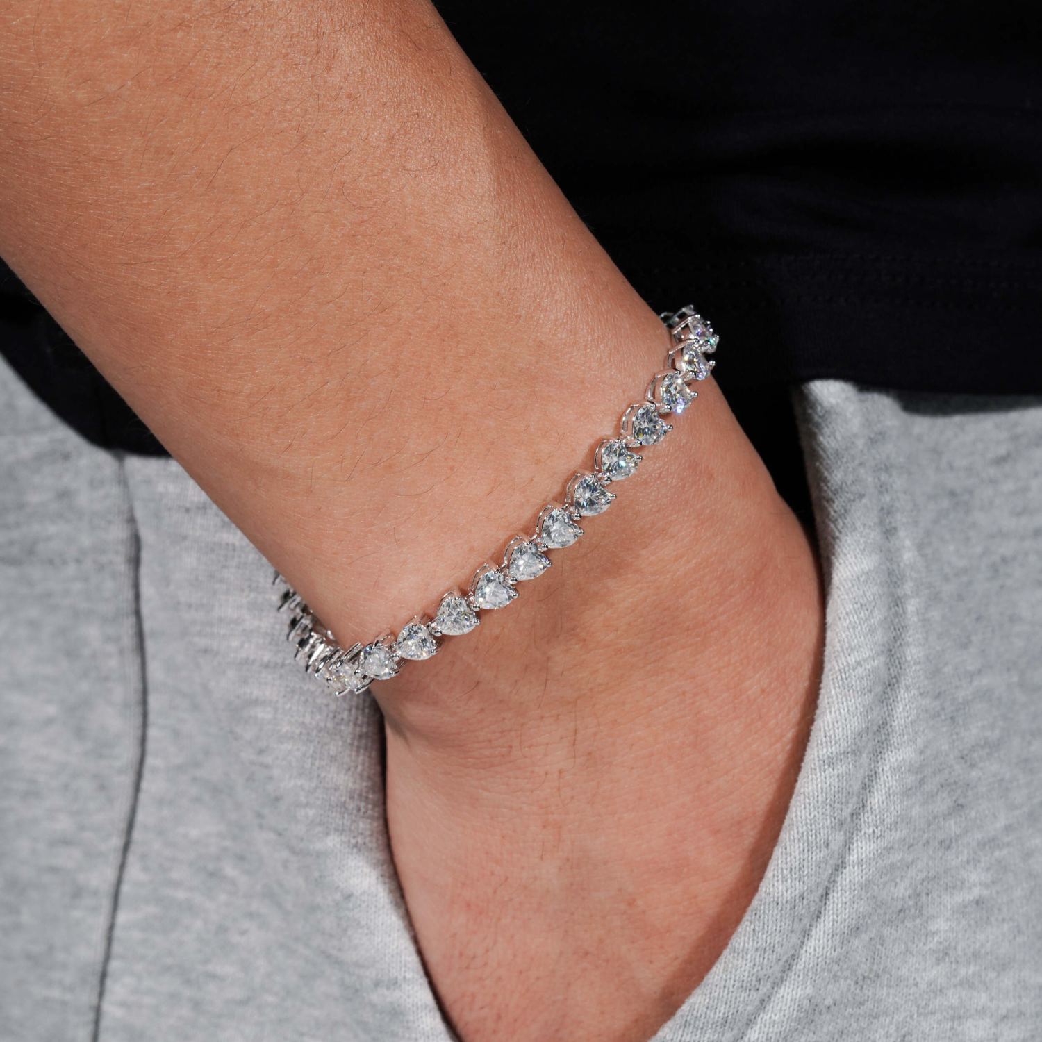 5MM Moissanite Heart Tennis Bracelet 14K Gold、mySite、hinf8tx79