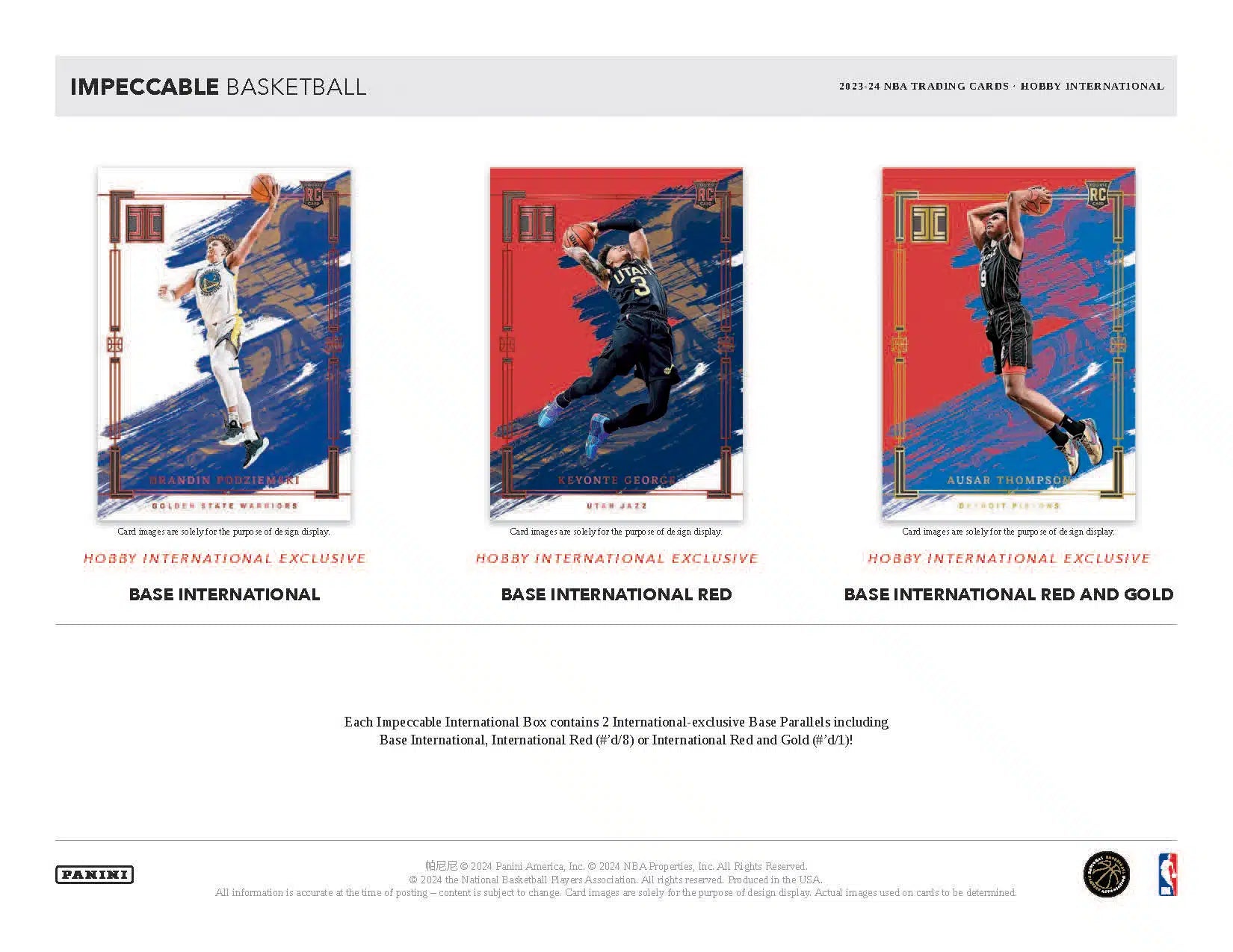 Panini Impeccable NBA Basketball 2023/24 - International Hobby Box、mySite、waistdrama