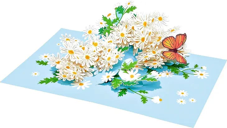 Monarch Butterfly and Daisies Flower 3D Pop-up Greeting Card、mySite、g9winljtr