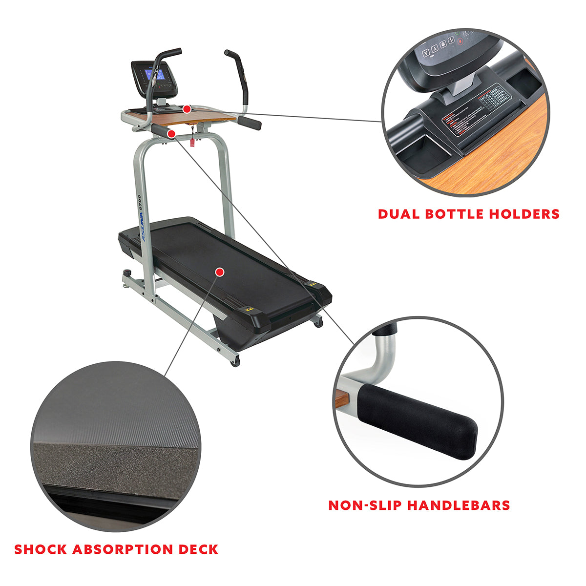  Treadmill Workstation Desk with Auto Incline at 40% Max, Wide Treadmill and USB Charging Function、mySite、ghnorth