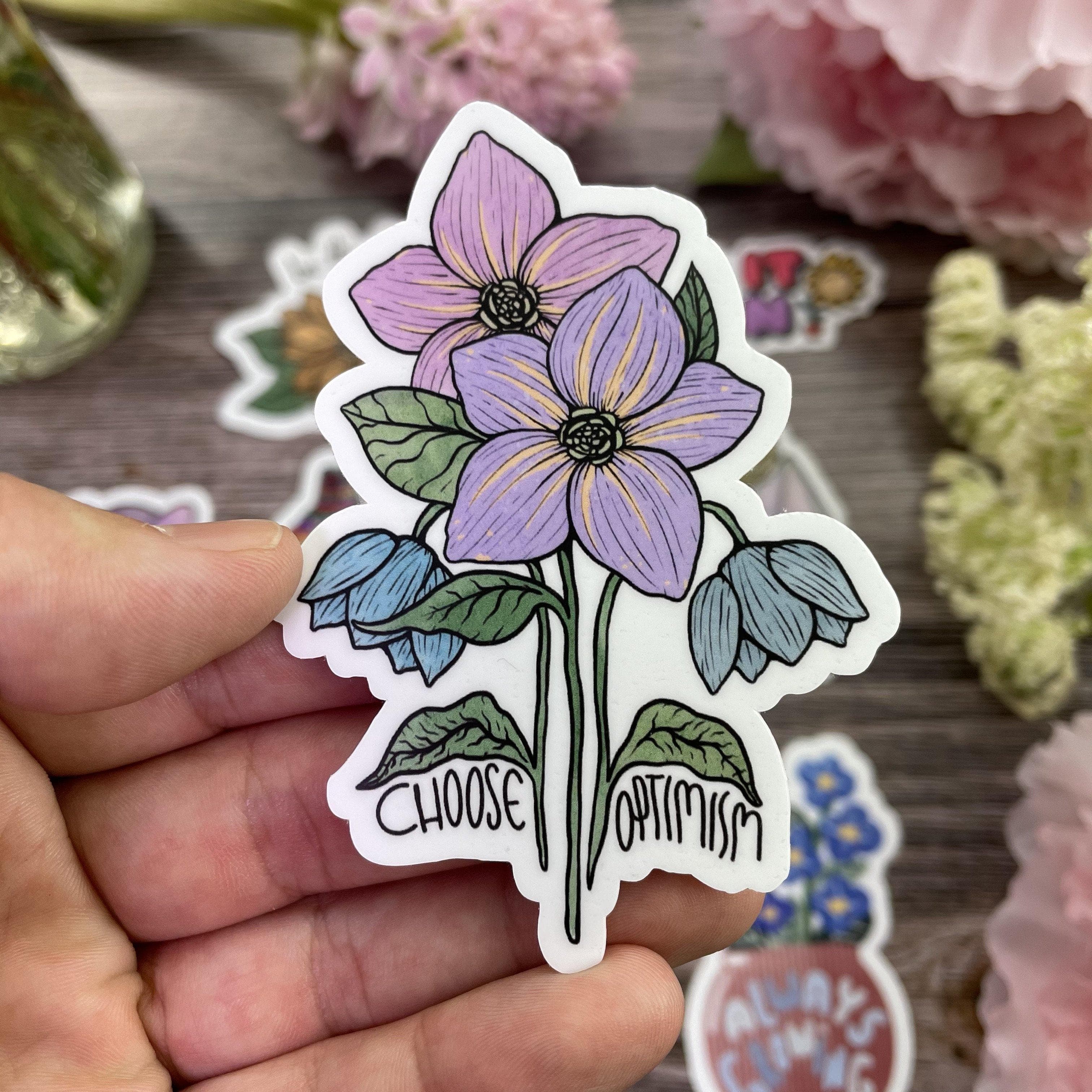  Choose Optimism Purple Floral Sticker、mySite、elrpsem3k
