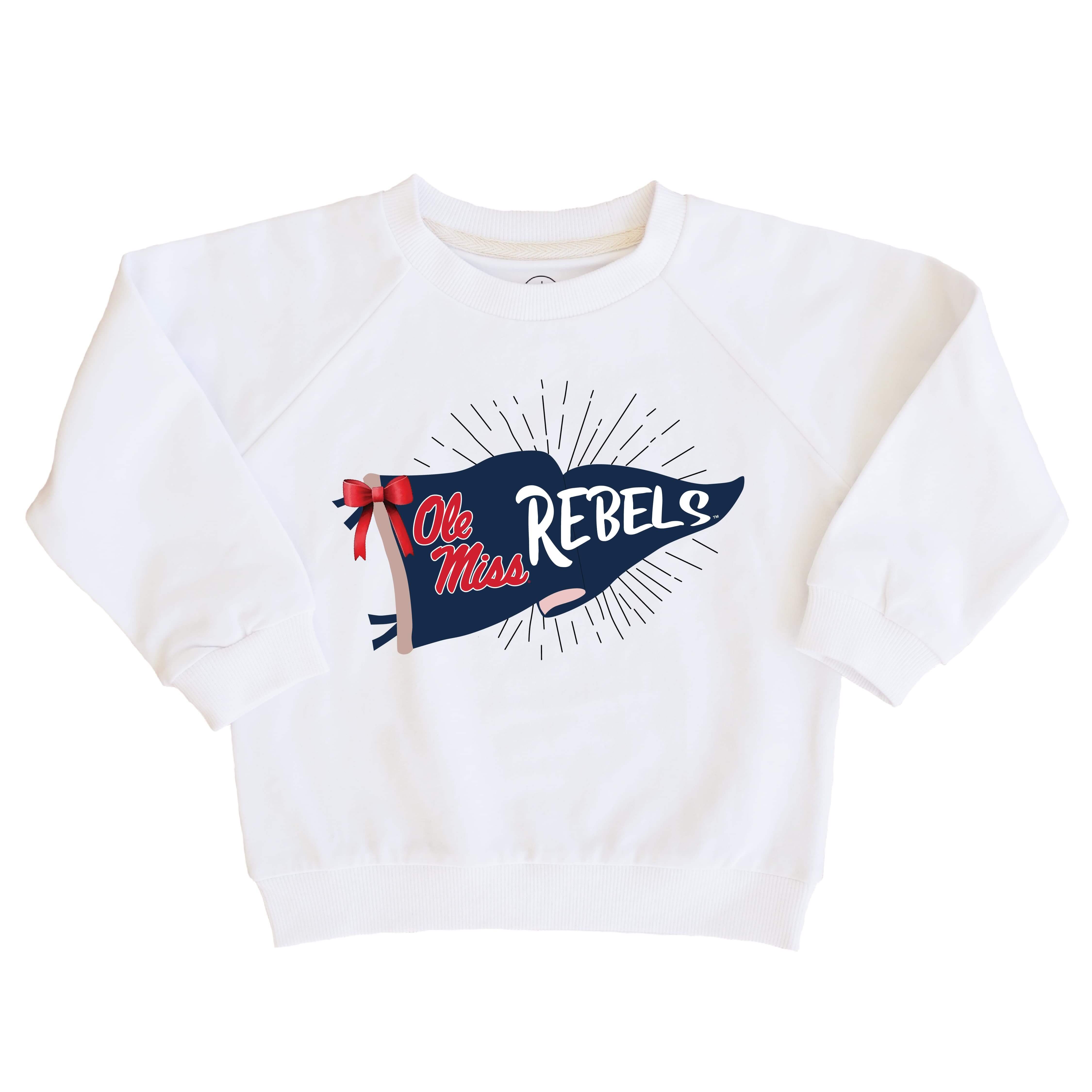  University of Mississippi | Footballs & Bows Kids Graphic Sweatshirts、mySite、layawaytickets