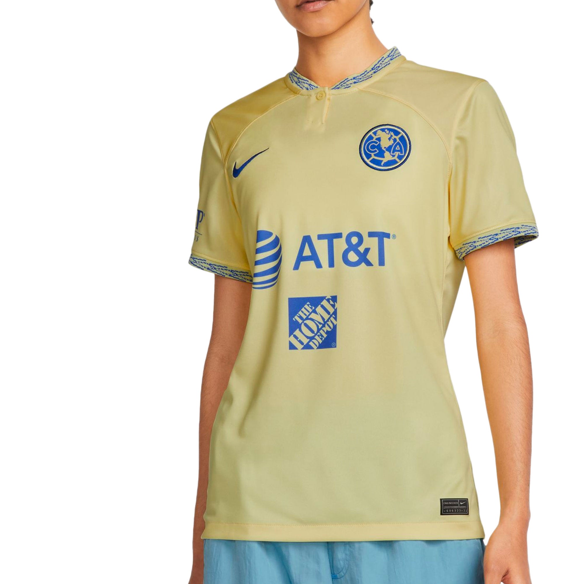 Nike Women's Club America 2022/23 Home Jersey Lemon Chiffon/Blue、mySite、noshort