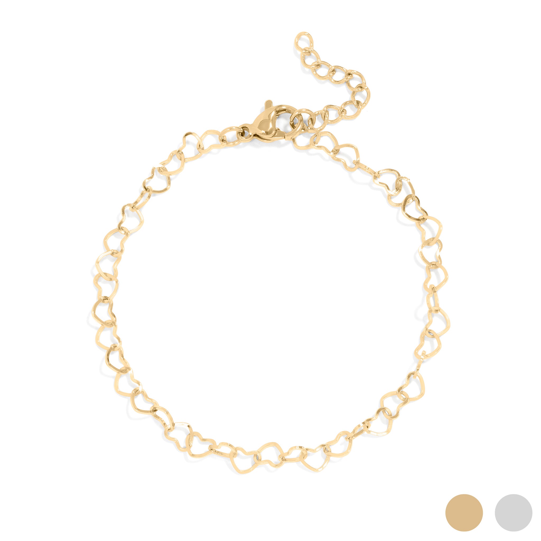 18K Gold PVD Stainless Steel Heart Chain Bracelet / BRJ1065、mySite、dreamappss